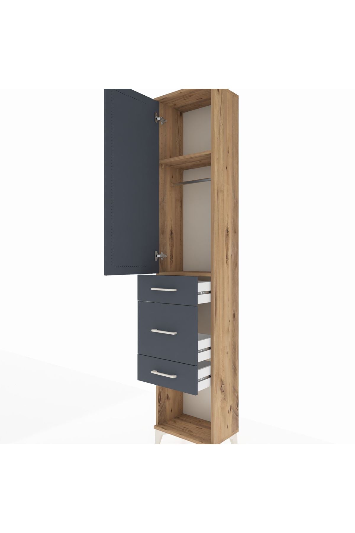 Arges Dolap 2 Raflı 3 Çekmeceli Tek Askılı 44x30x221 - S28M145V8A