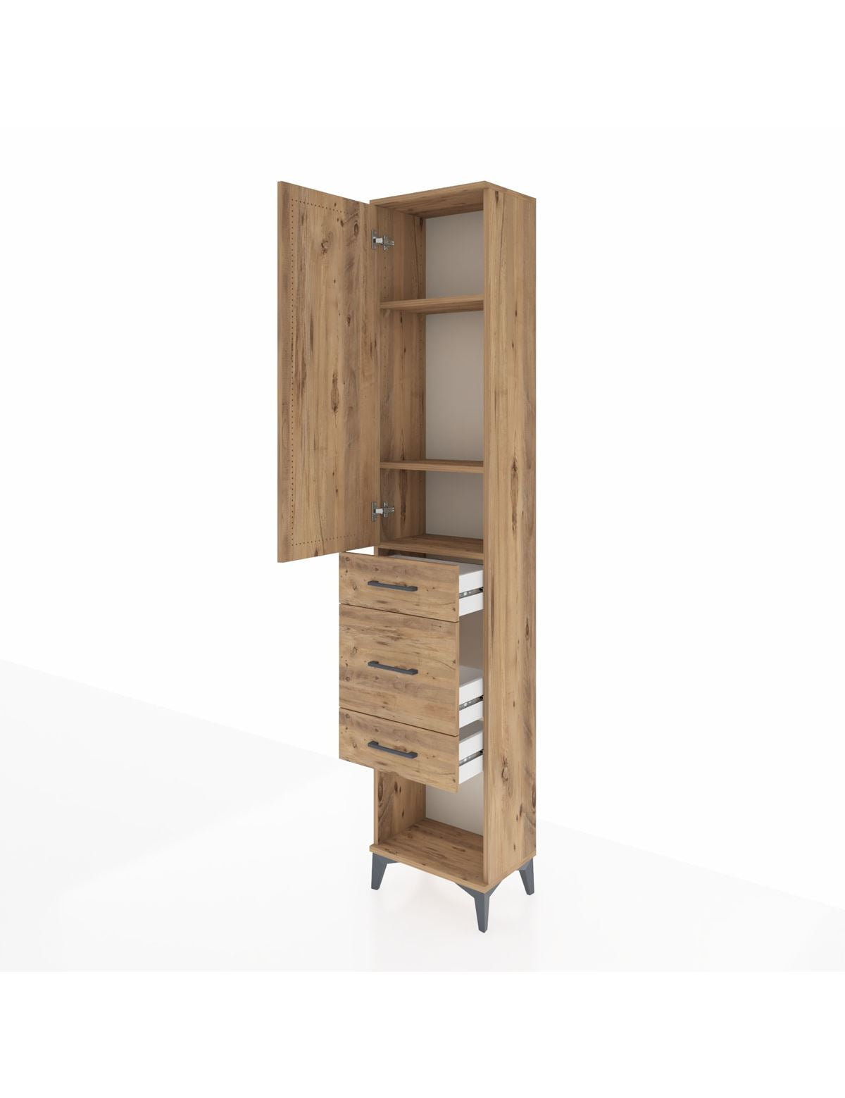 Arges Dolap 3 Raflı 3 Çekmeceli Tek Kapaklı 44x30x221 - S28M146V9A