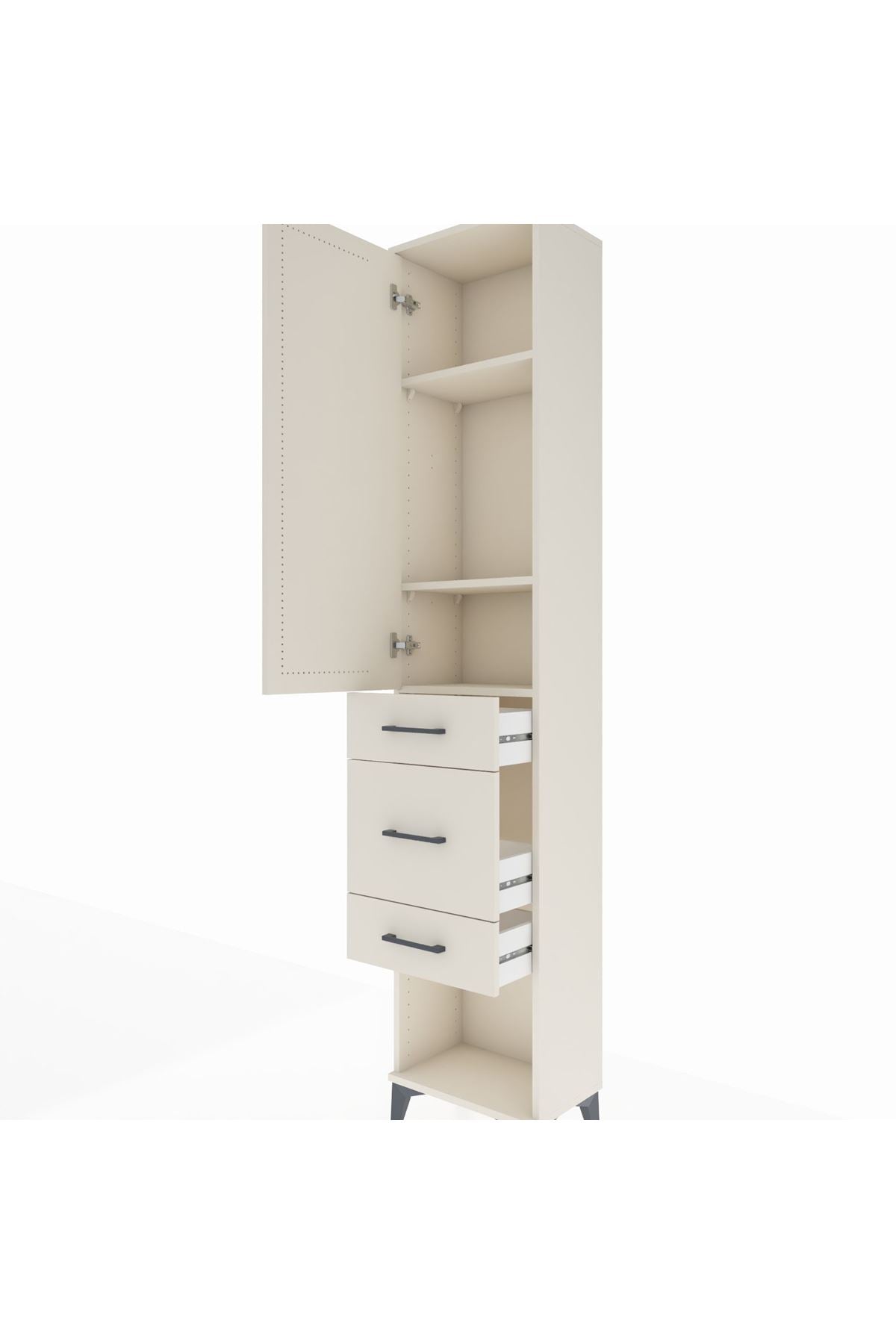 Arges Dolap 3 Raflı 3 Çekmeceli Tek Kapaklı 44x30x221 - S28M148V1A
