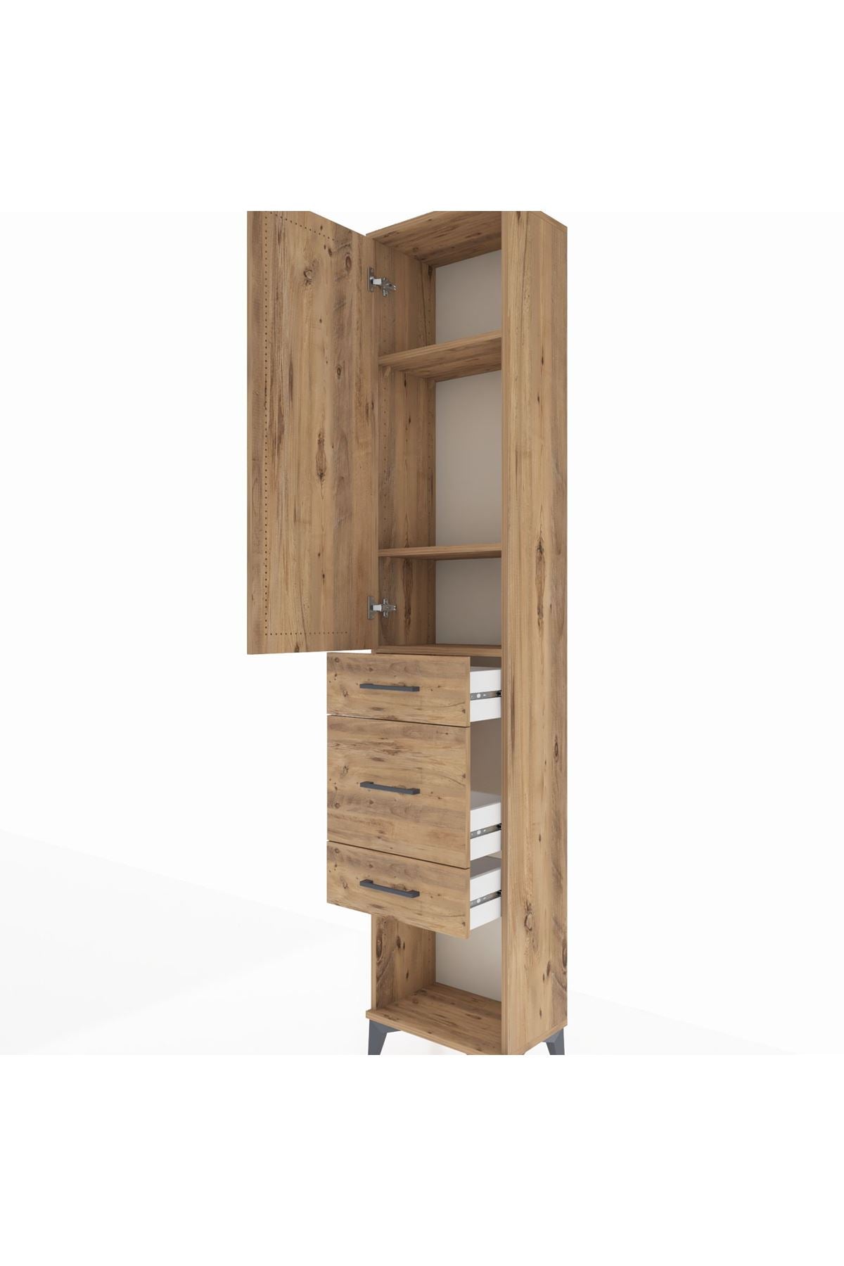 Arges Dolap 3 Raflı 3 Çekmeceli Tek Kapaklı 44x30x221 - S28M148V9A