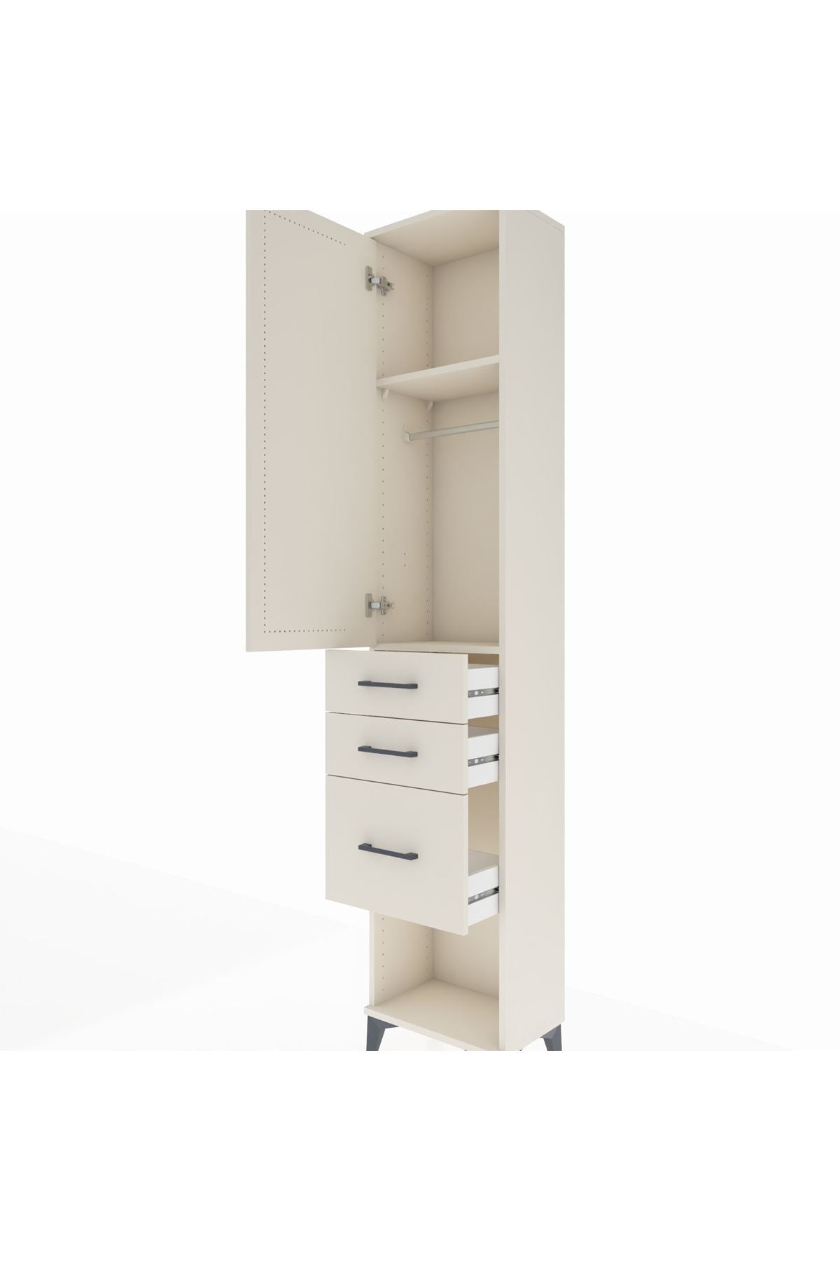 Arges Dolap 2 Raflı 3 Çekmeceli Tek Askılı 44x30x221 - S28M150V1A