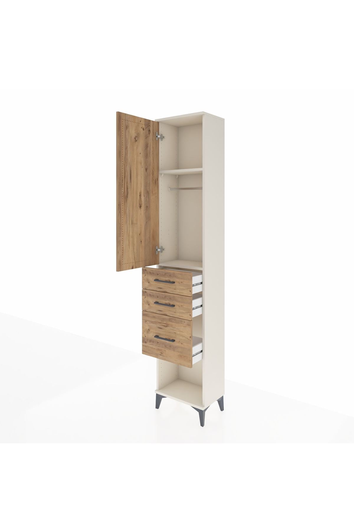Arges Dolap 2 Raflı 3 Çekmeceli Tek Askılı 44x30x221 - S28M150V3A