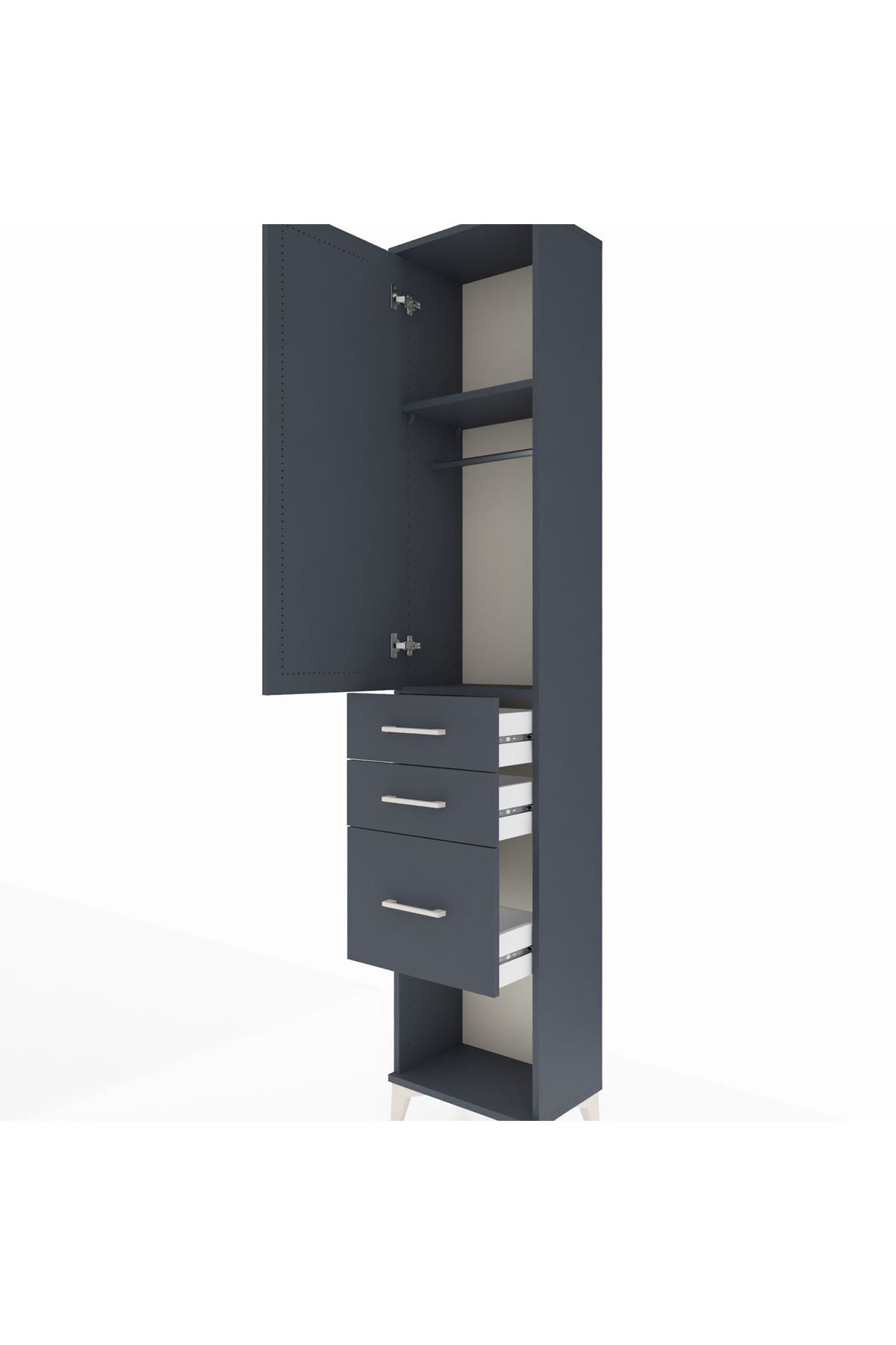 Arges Dolap 2 Raflı 3 Çekmeceli Tek Askılı 44x30x221 - S28M150V5A