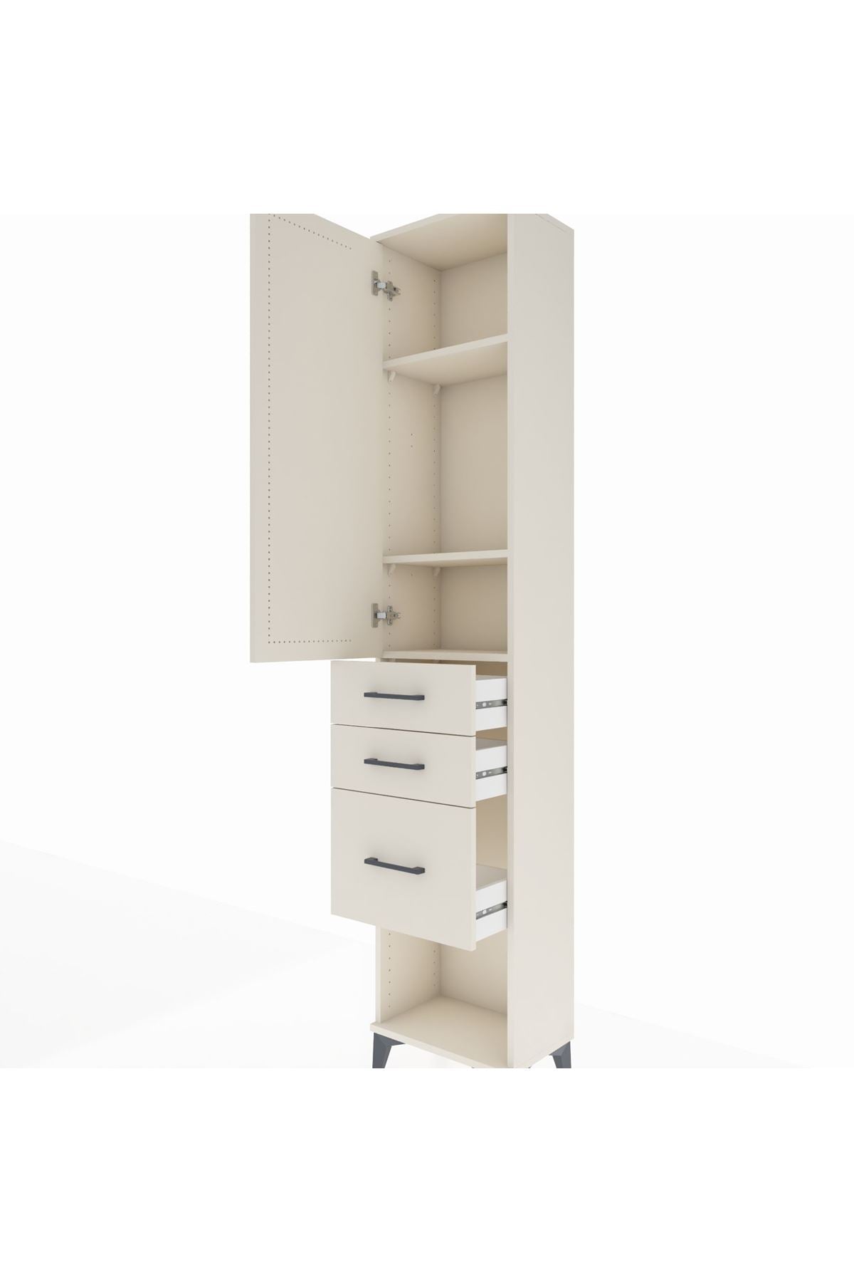Arges Dolap 3 Raflı 3 Çekmeceli Tek Kapaklı 44x30x221 - S28M151V1A