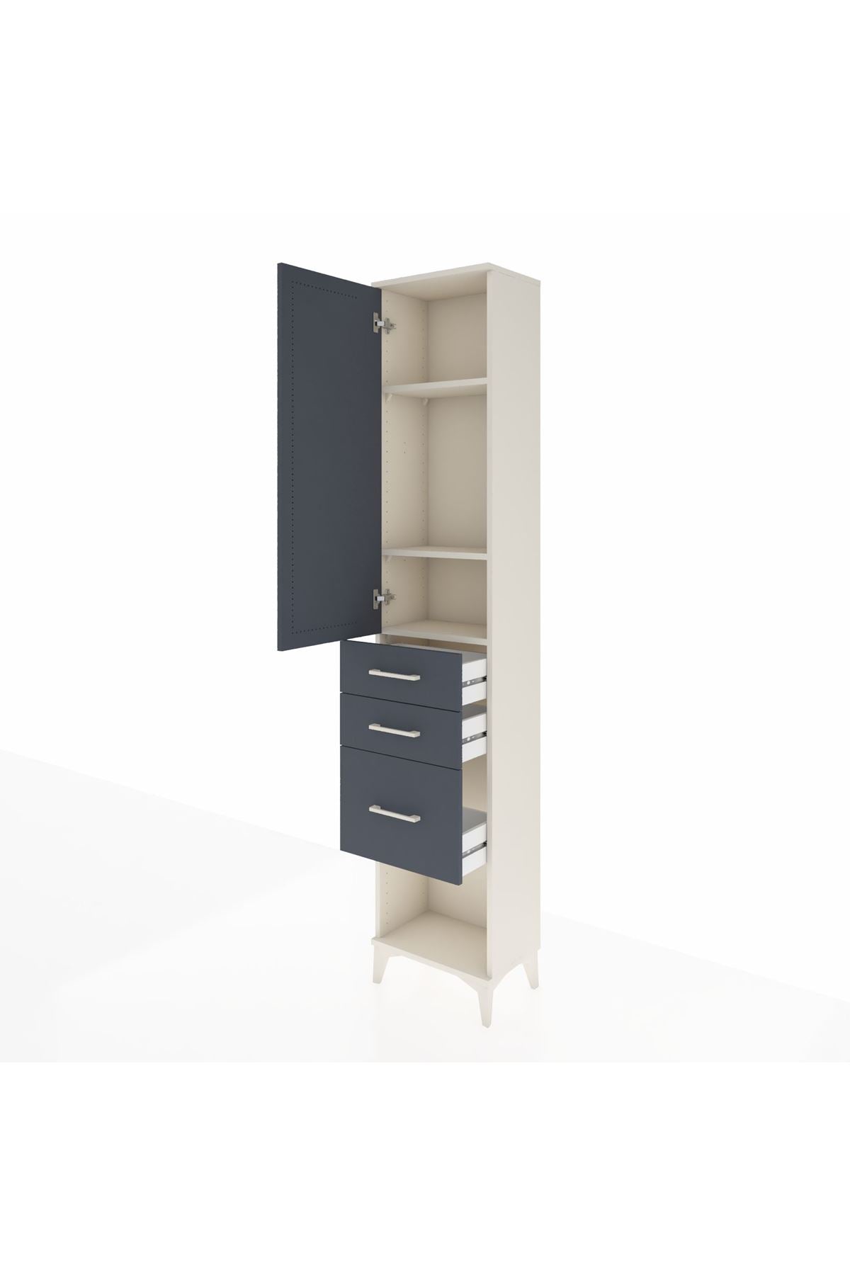 Arges Dolap 3 Raflı 3 Çekmeceli Tek Kapaklı 44x30x221 - S28M151V2A