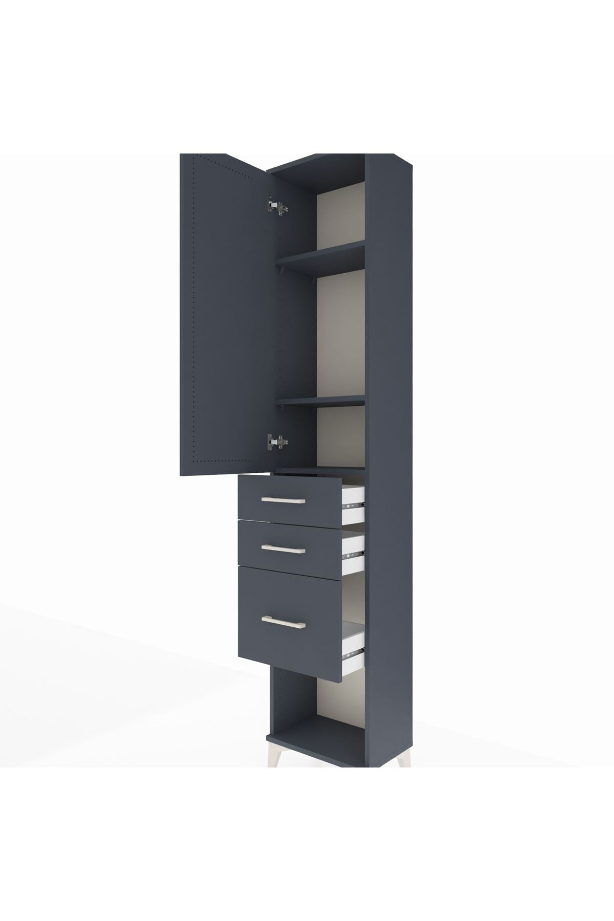 Arges Dolap 3 Raflı 3 Çekmeceli Tek Kapaklı 44x30x221 - S28M151V5A
