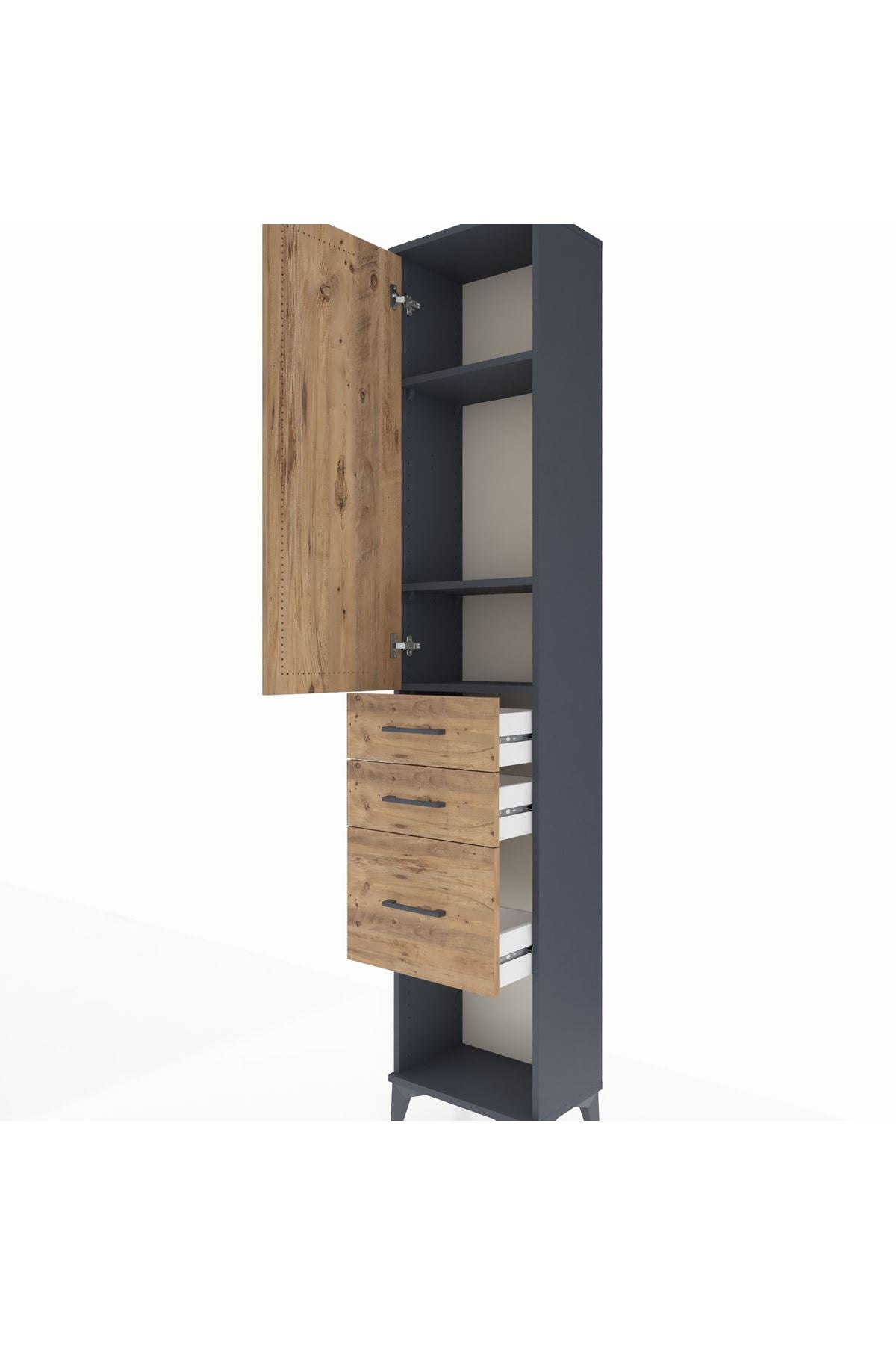 Arges Dolap 3 Raflı 3 Çekmeceli Tek Kapaklı 44x30x221 - S28M151V6A