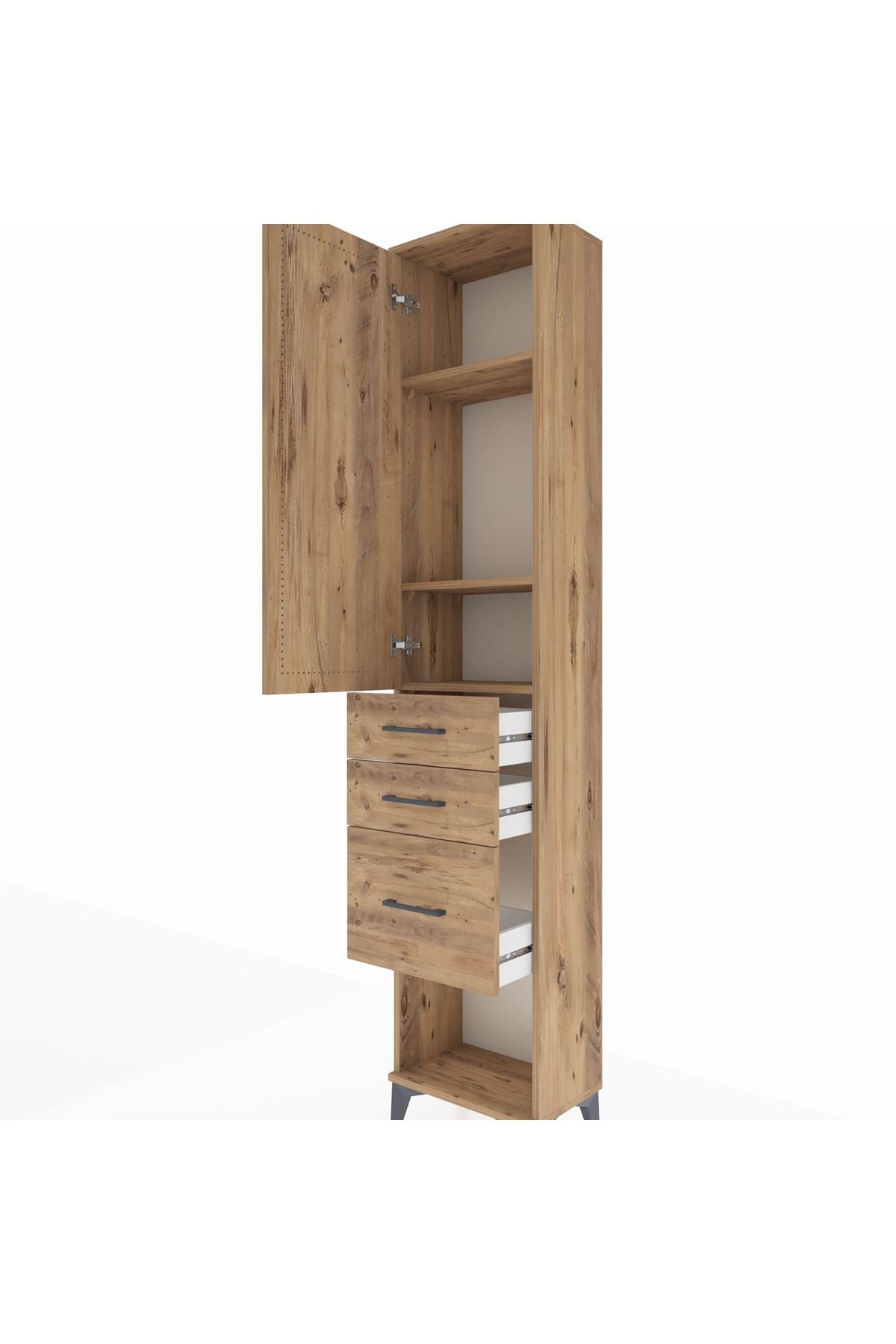 Arges Dolap 3 Raflı 3 Çekmeceli Tek Kapaklı 44x30x221 - S28M151V9A