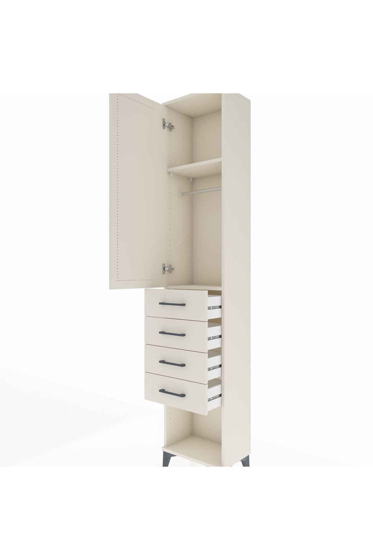 Arges Dolap 2 Raflı 4 Çekmeceli Tek Askılı 44x30x221 - S28M153V1A