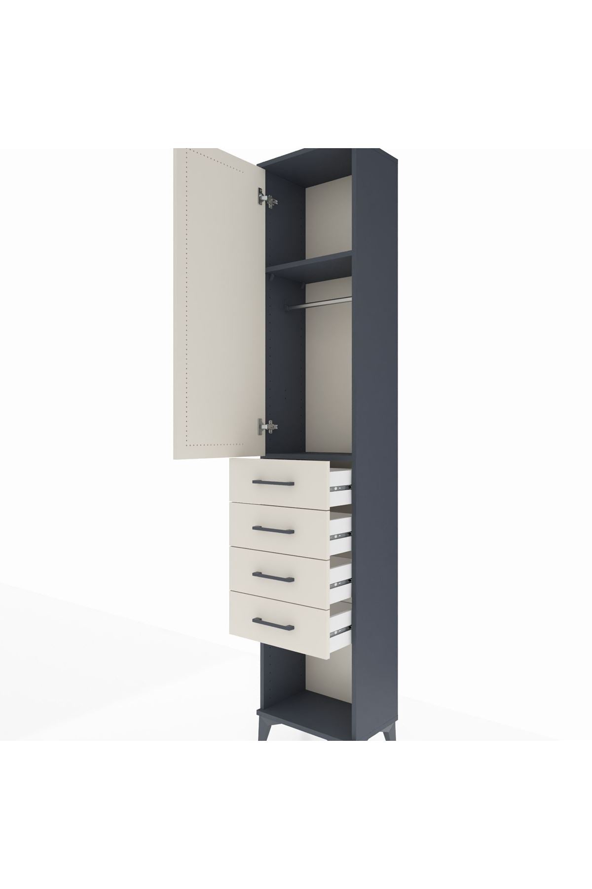 Arges Dolap 2 Raflı 4 Çekmeceli Tek Askılı 44x30x221 - S28M153V4A