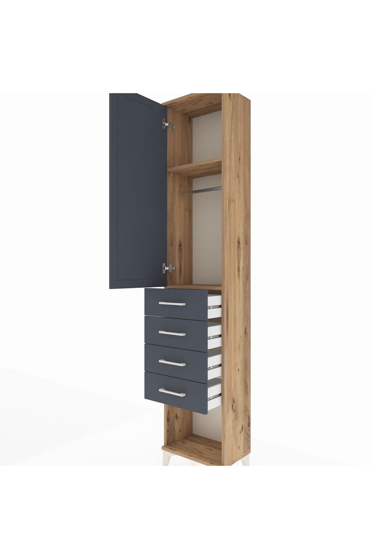 Arges Dolap 2 Raflı 4 Çekmeceli Tek Askılı 44x30x221 - S28M153V8A