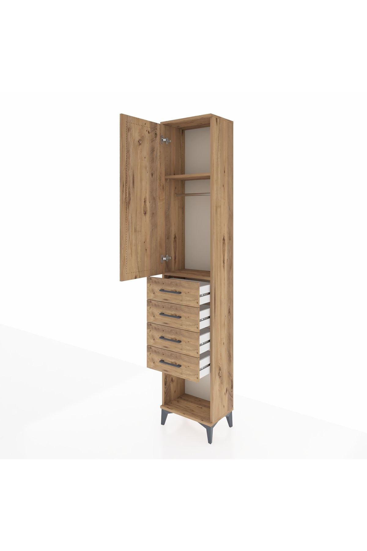 Arges Dolap 2 Raflı 4 Çekmeceli Tek Askılı 44x30x221 - S28M153V9A