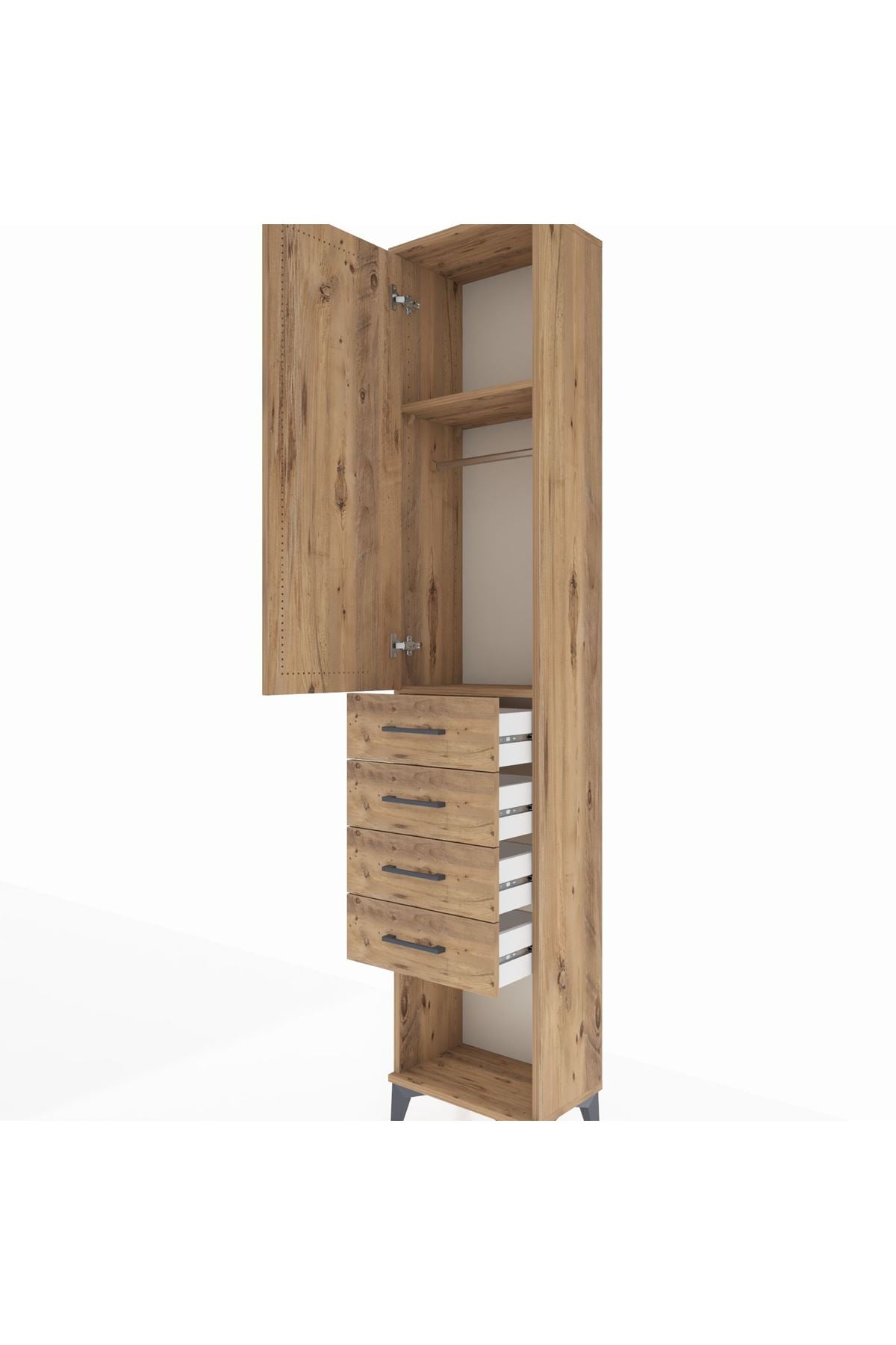 Arges Dolap 2 Raflı 4 Çekmeceli Tek Askılı 44x30x221 - S28M153V9A