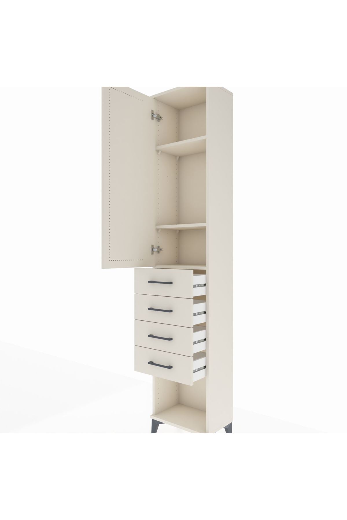 Arges Dolap 3 Raflı 4 Çekmeceli Tek Kapaklı 44x30x221 - S28M154V1A