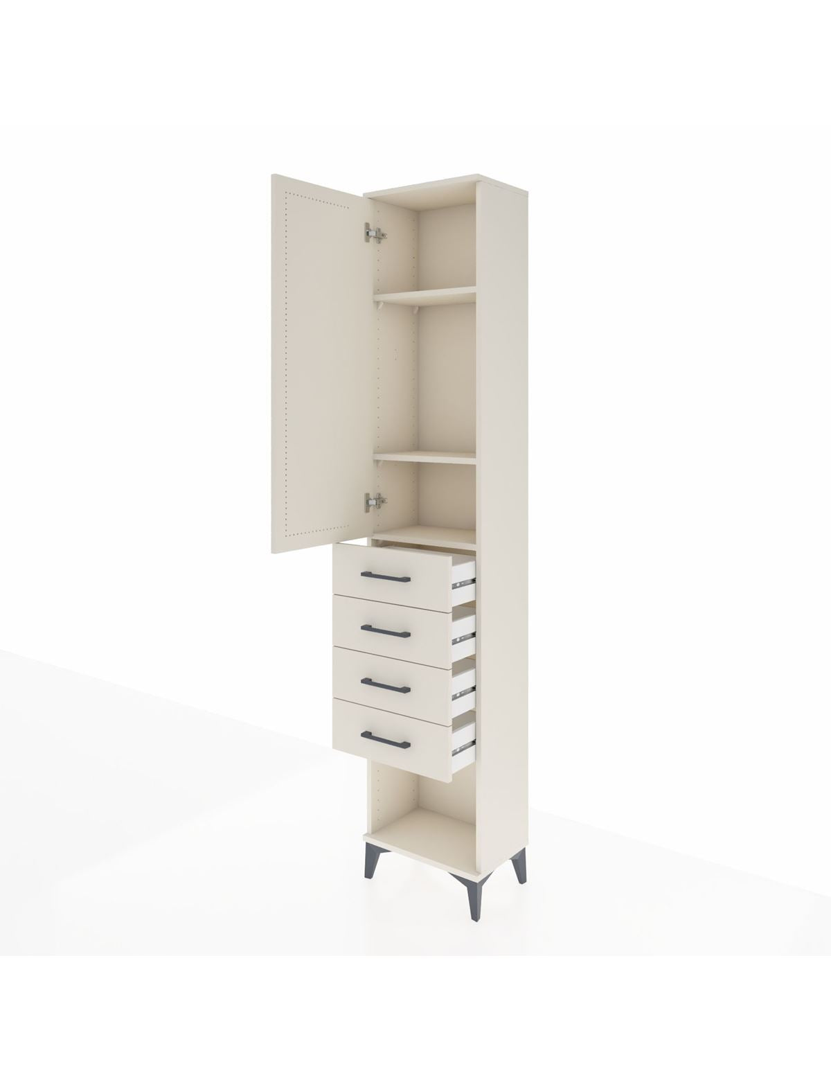 Arges Dolap 3 Raflı 4 Çekmeceli Tek Kapaklı 44x30x221 - S28M154V1A