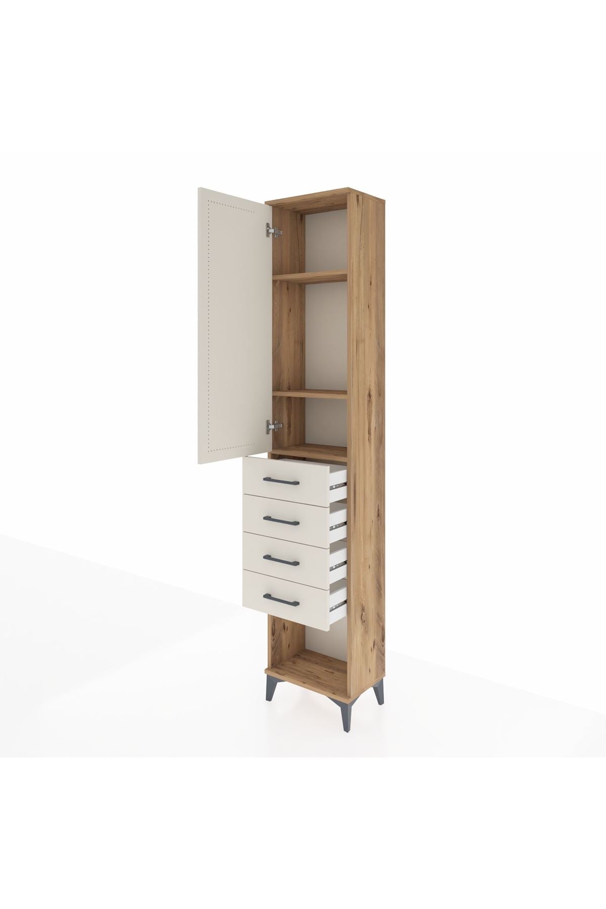 Arges Dolap 3 Raflı 4 Çekmeceli Tek Kapaklı 44x30x221 - S28M154V7A