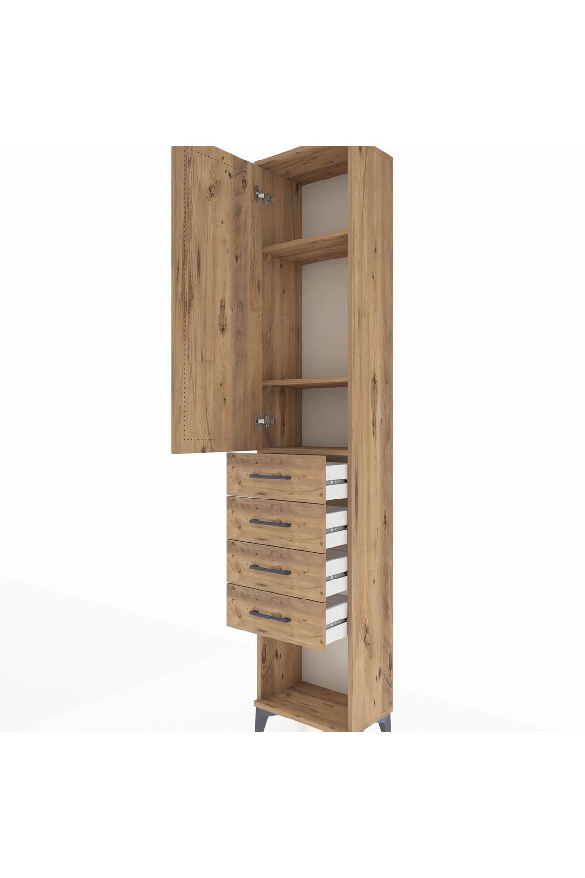 Arges Dolap 3 Raflı 4 Çekmeceli Tek Kapaklı 44x30x221 - S28M154V9A