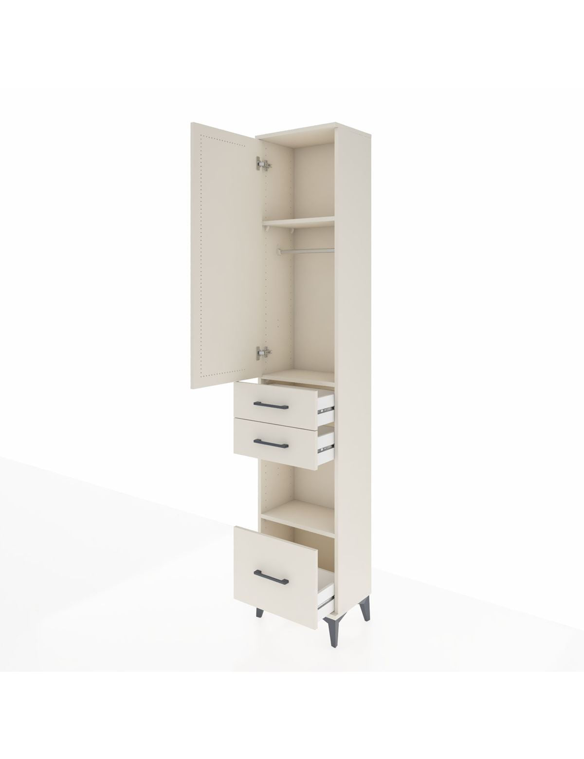 Arges Dolap 3 Raflı 3 Çekmeceli Tek Askılı 44x30x221 - S28M156V1A