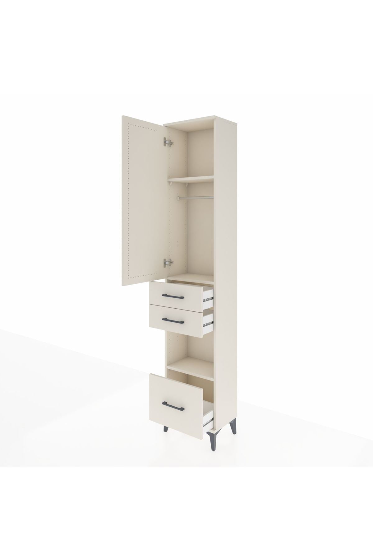 Arges Dolap 3 Raflı 3 Çekmeceli Tek Askılı 44x30x221 - S28M156V1A