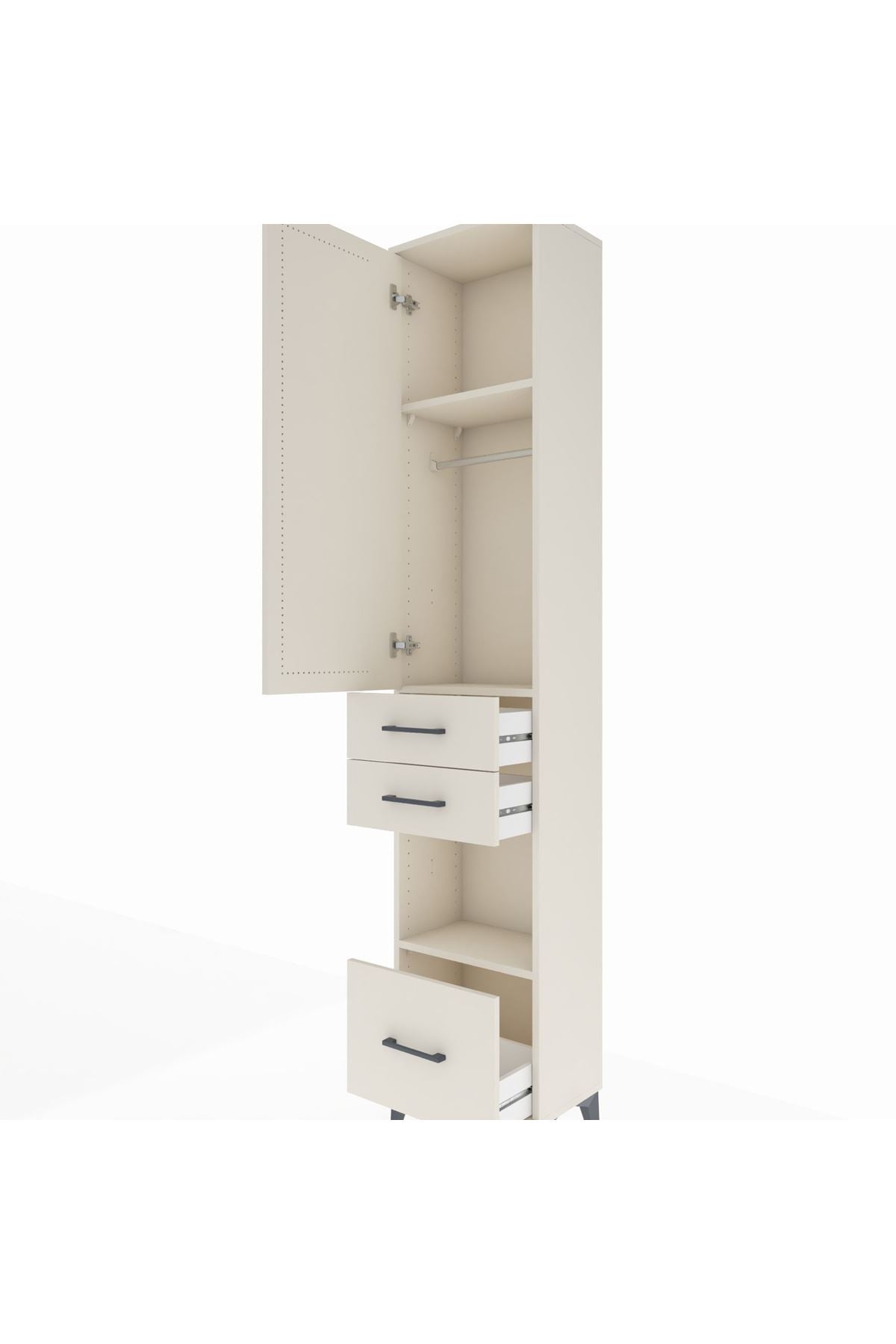 Arges Dolap 3 Raflı 3 Çekmeceli Tek Askılı 44x30x221 - S28M156V1A