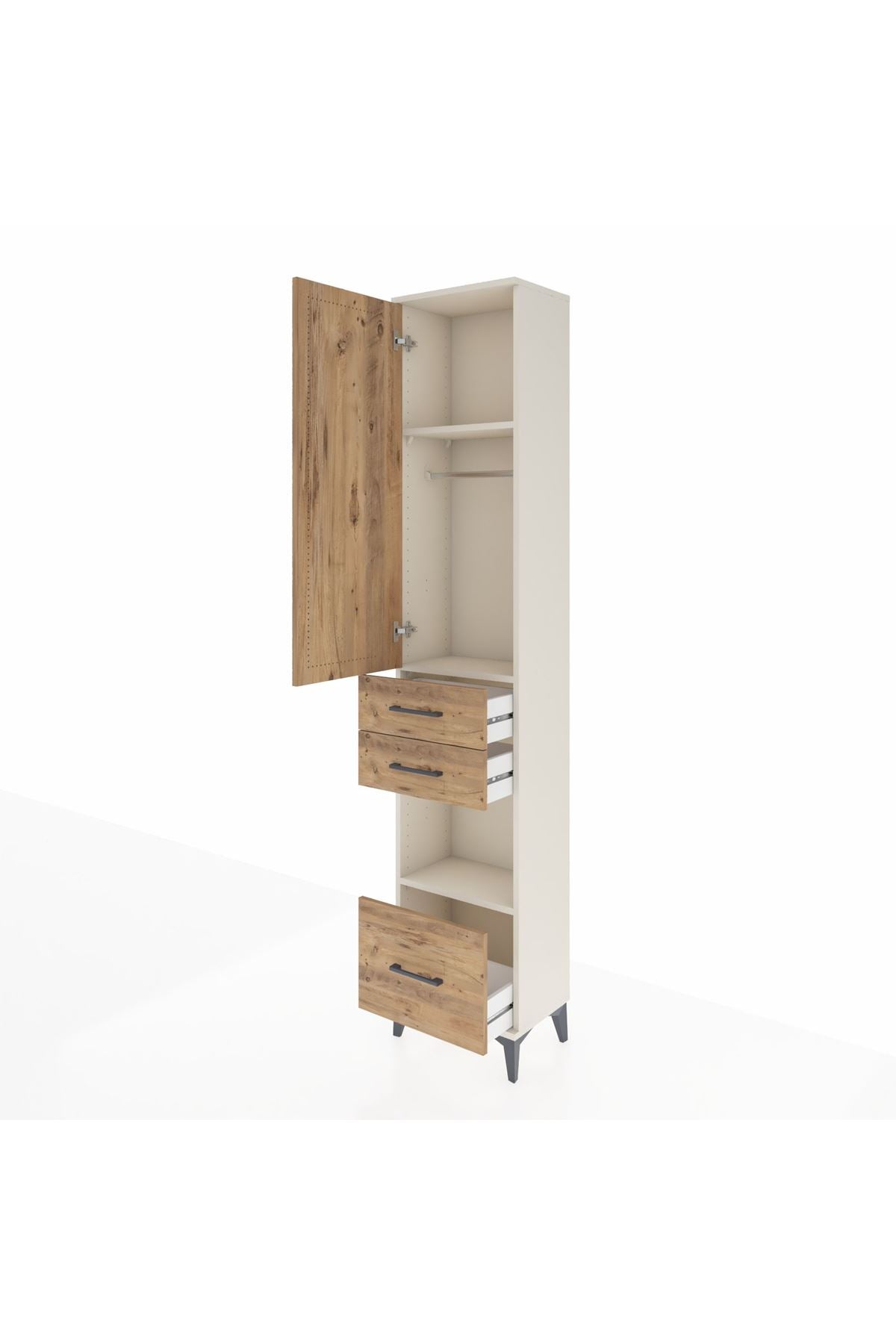 Arges Dolap 3 Raflı 3 Çekmeceli Tek Askılı 44x30x221 - S28M156V3A