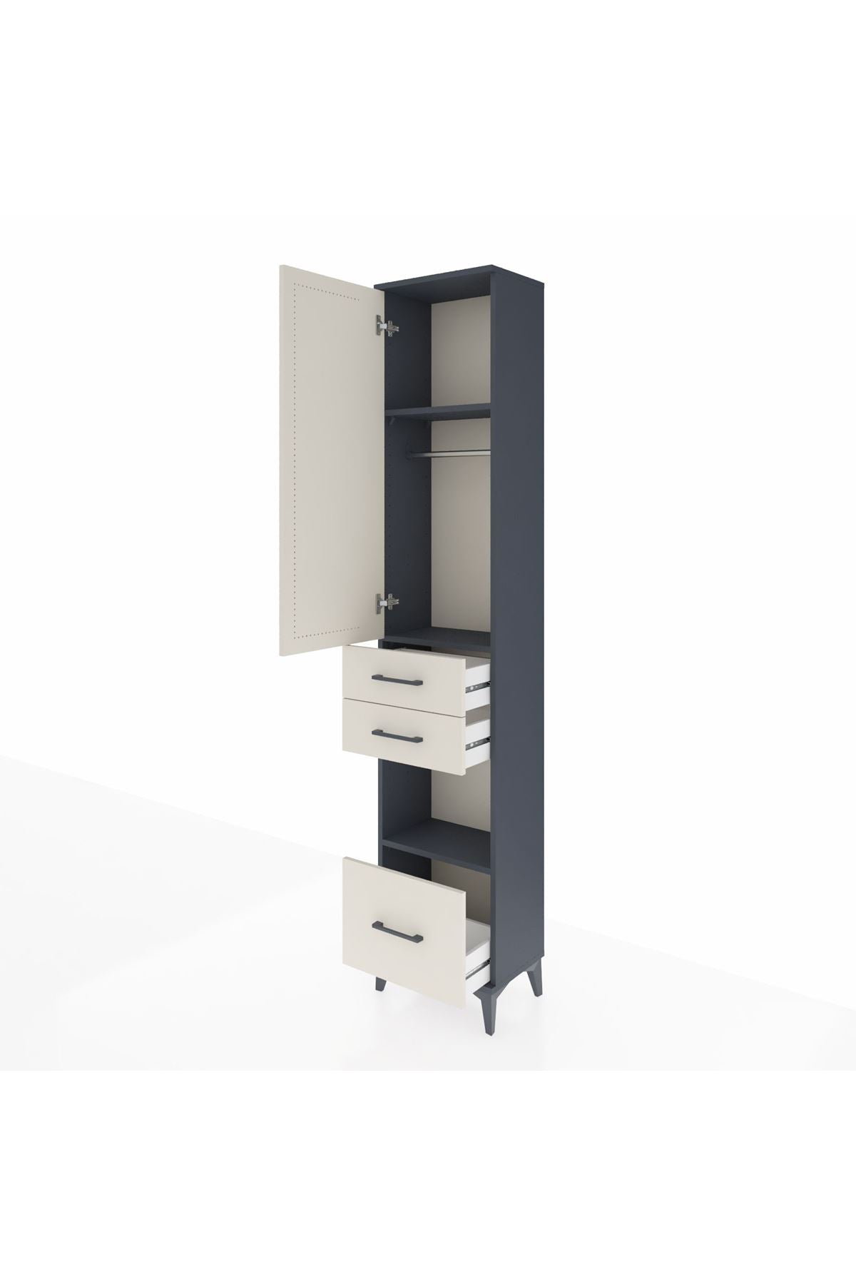 Arges Dolap 3 Raflı 3 Çekmeceli Tek Askılı 44x30x221 - S28M156V4A