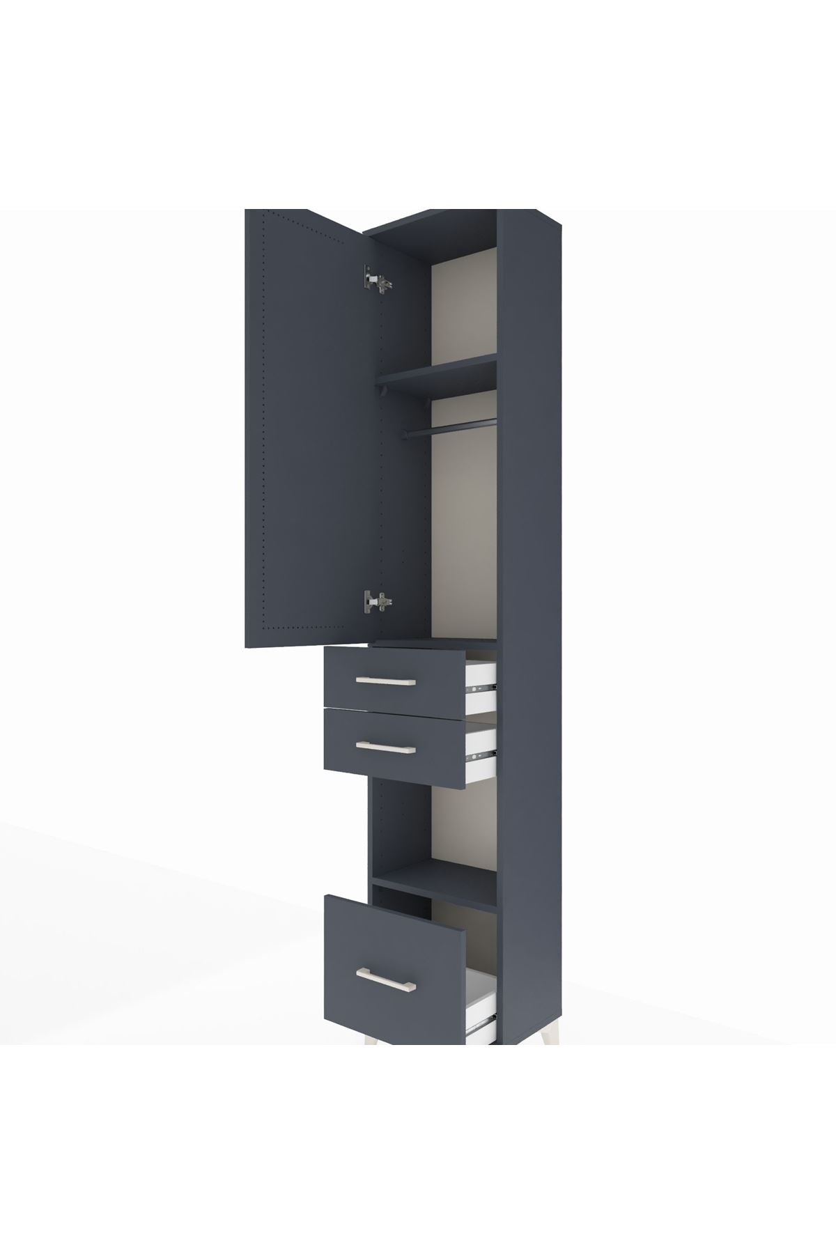 Arges Dolap 3 Raflı 3 Çekmeceli Tek Askılı 44x30x221 - S28M156V5A