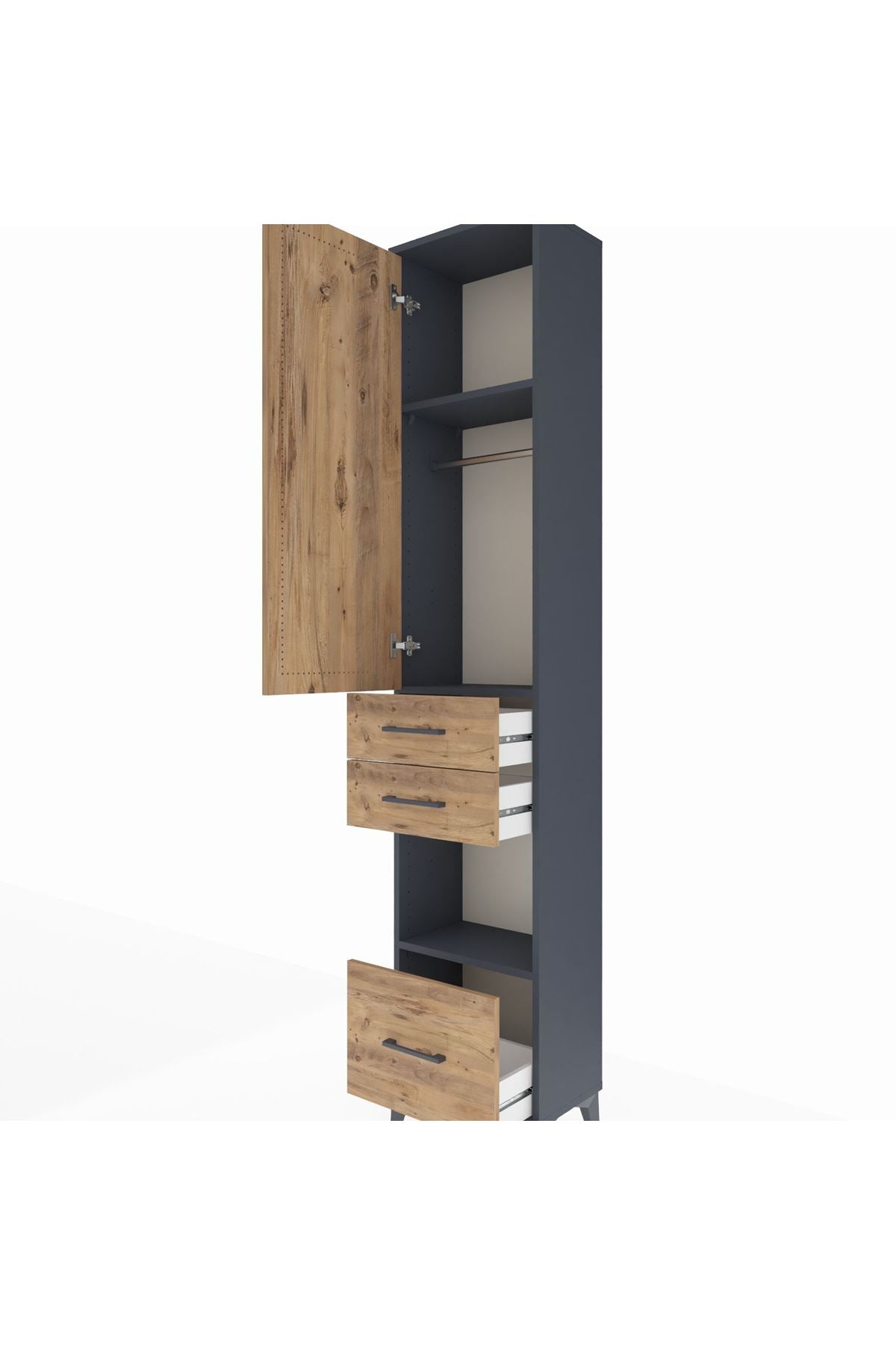Arges Dolap 3 Raflı 3 Çekmeceli Tek Askılı 44x30x221 - S28M156V6A
