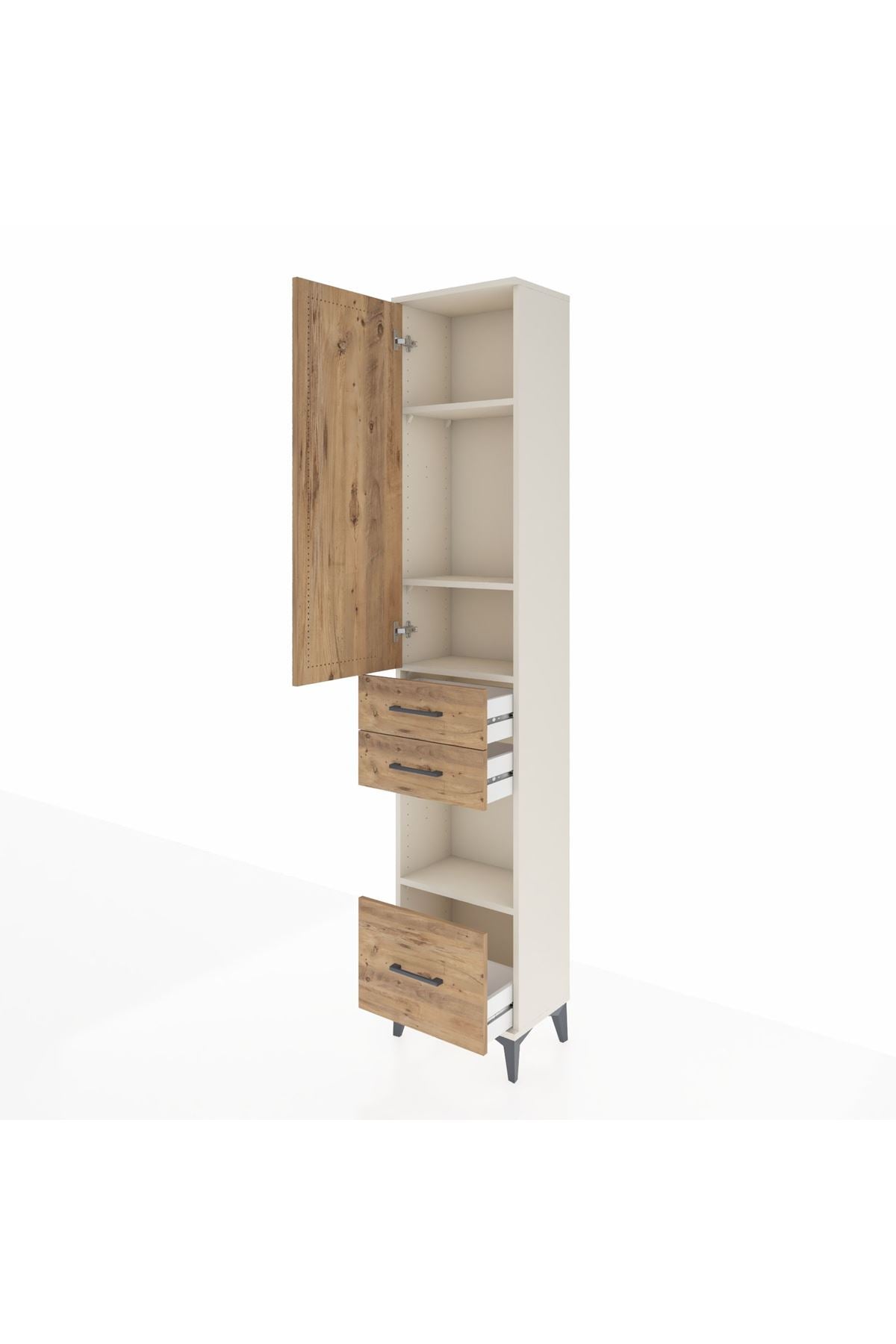 Arges Dolap 4 Raflı 3 Çekmeceli Tek Kapaklı 44x30x221 - S28M157V3A