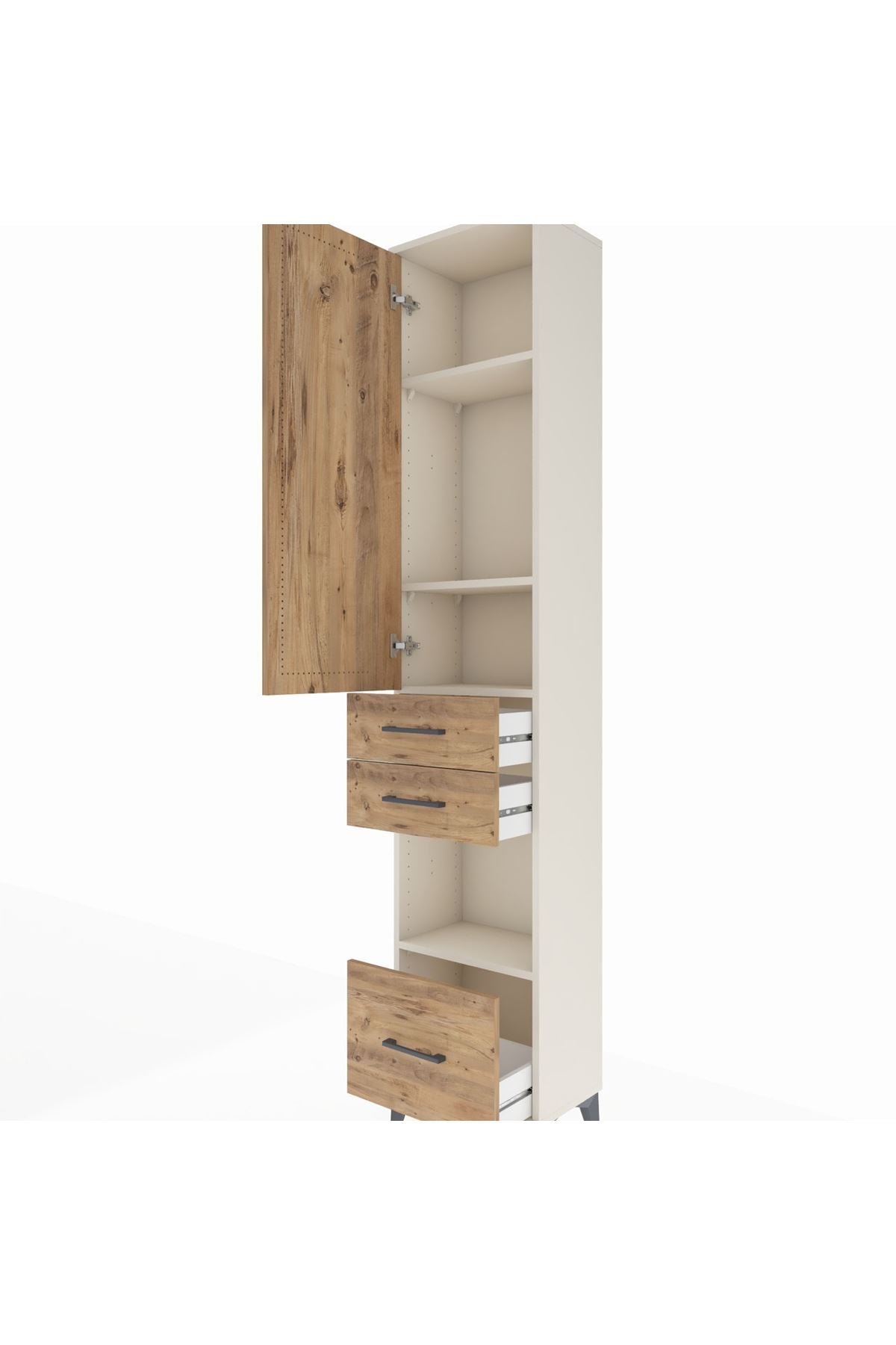Arges Dolap 4 Raflı 3 Çekmeceli Tek Kapaklı 44x30x221 - S28M157V3A