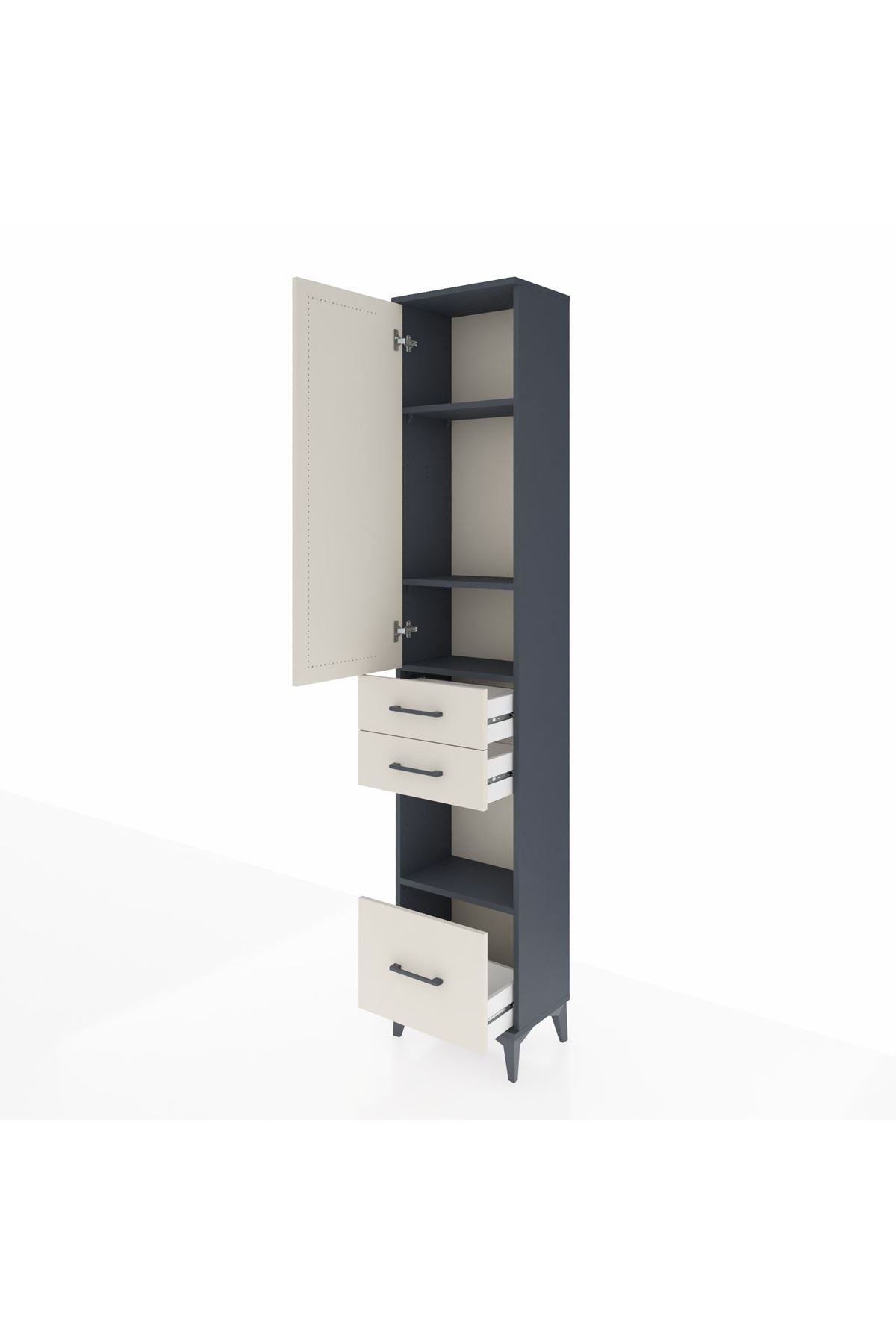 Arges Dolap 4 Raflı 3 Çekmeceli Tek Kapaklı 44x30x221 - S28M157V4A