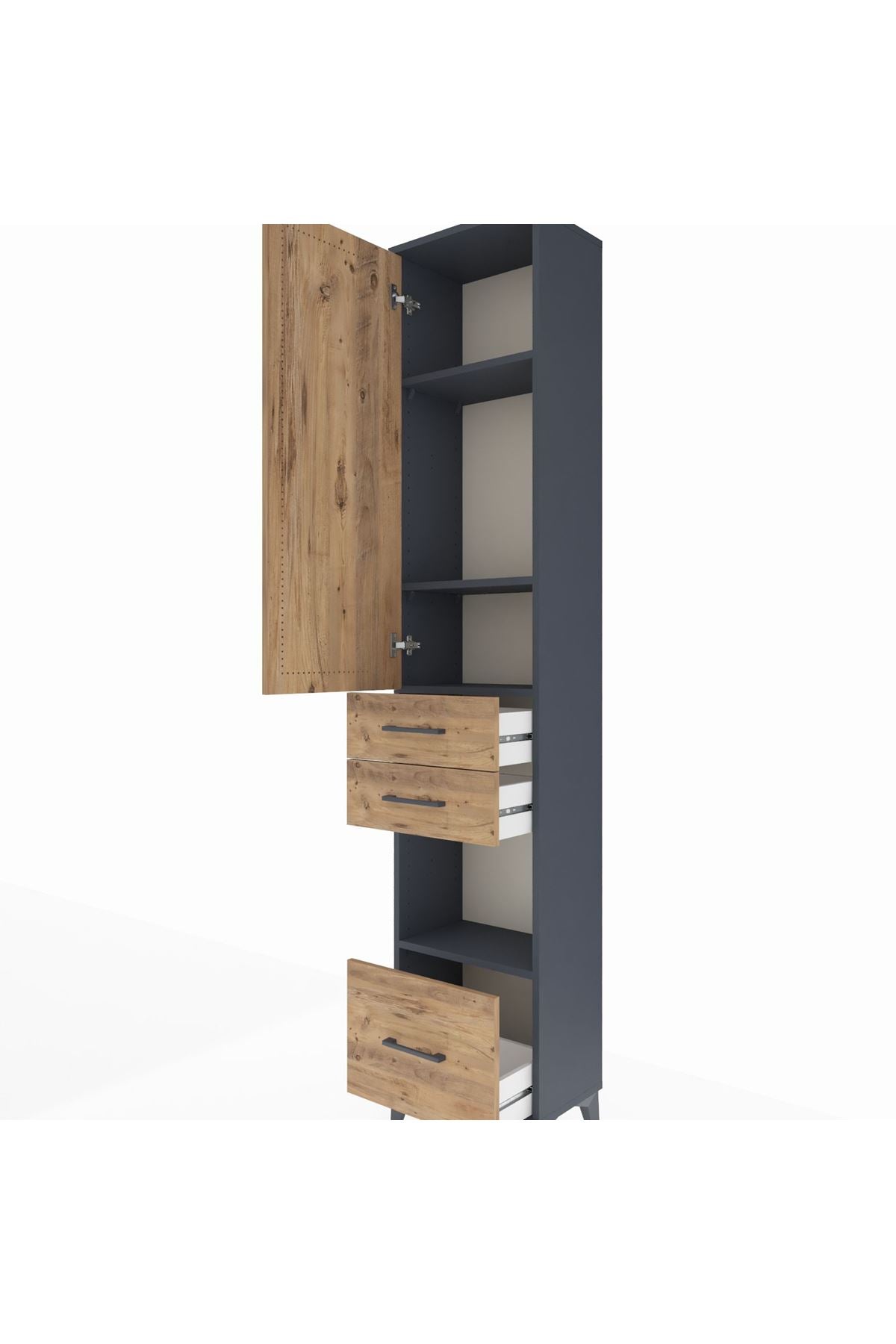 Arges Dolap 4 Raflı 3 Çekmeceli Tek Kapaklı 44x30x221 - S28M157V6A