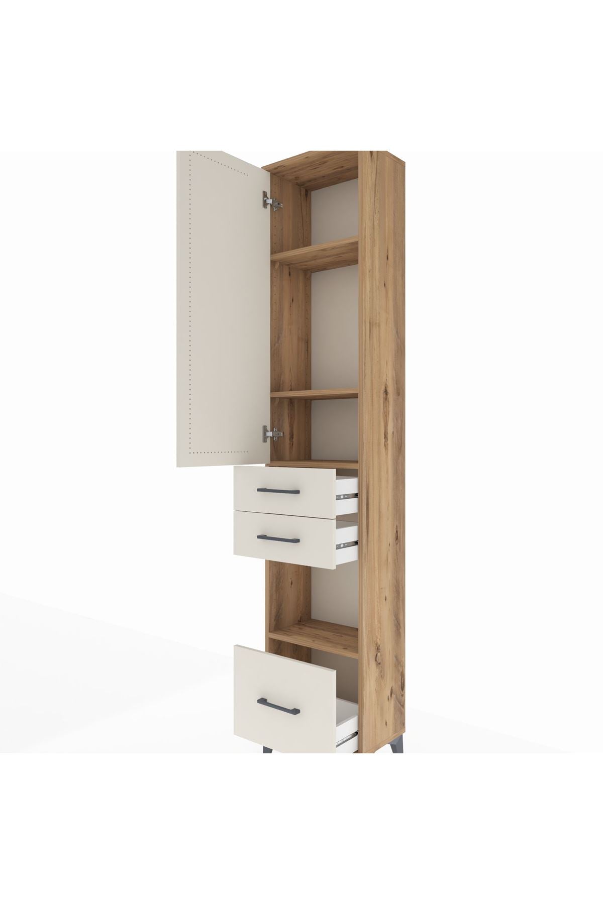 Arges Dolap 4 Raflı 3 Çekmeceli Tek Kapaklı 44x30x221 - S28M157V7A