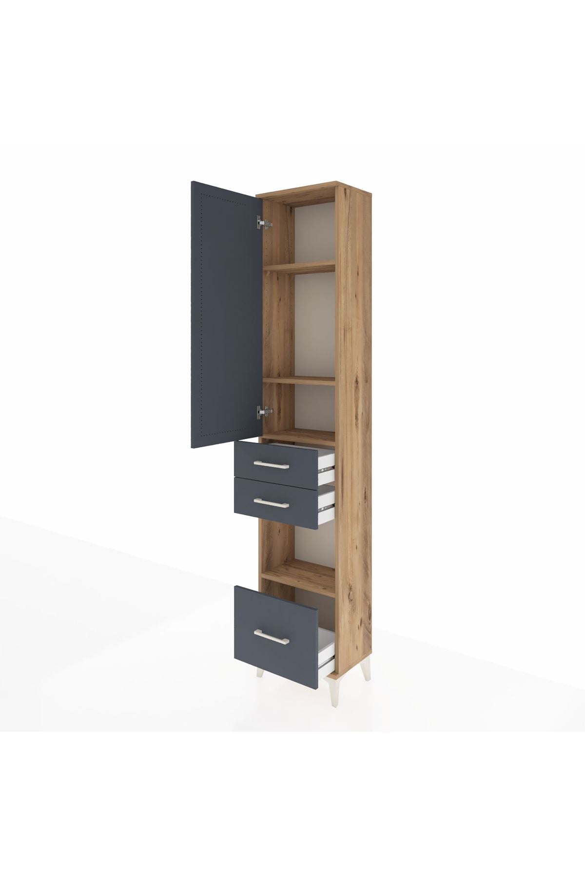 Arges Dolap 4 Raflı 3 Çekmeceli Tek Kapaklı 44x30x221 - S28M157V8A