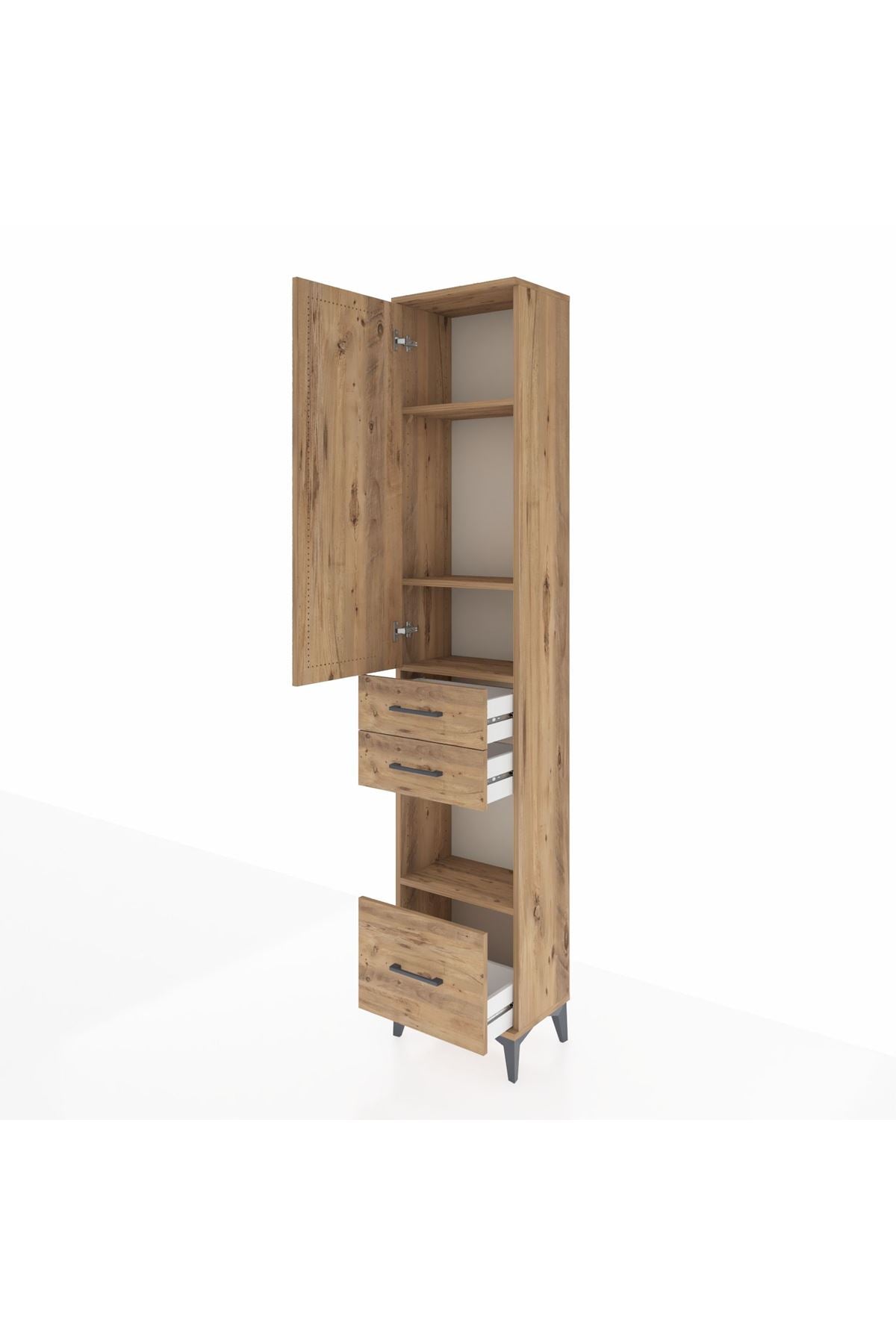 Arges Dolap 4 Raflı 3 Çekmeceli Tek Kapaklı 44x30x221 - S28M157V9A