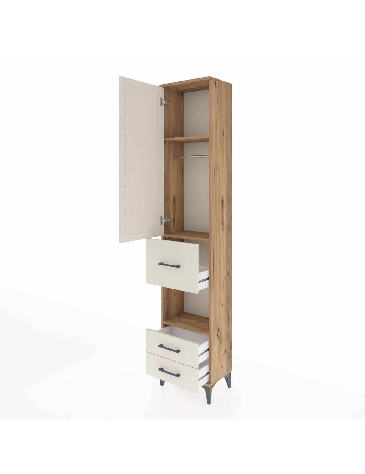 Arges Dolap 3 Raflı 3 Çekmeceli Tek Askılı 44x30x221 - S28M159V7A