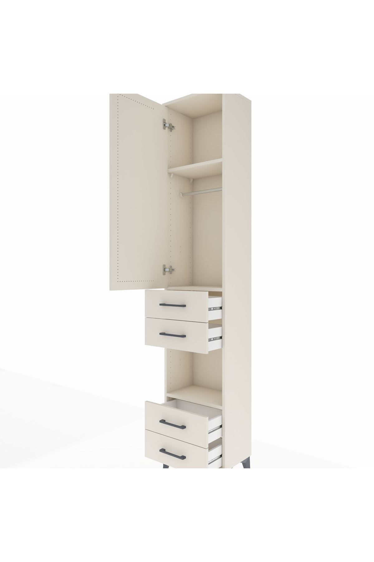 Arges Dolap 3 Raflı 4 Çekmeceli Tek Askılı 44x30x221 - S28M162V1A