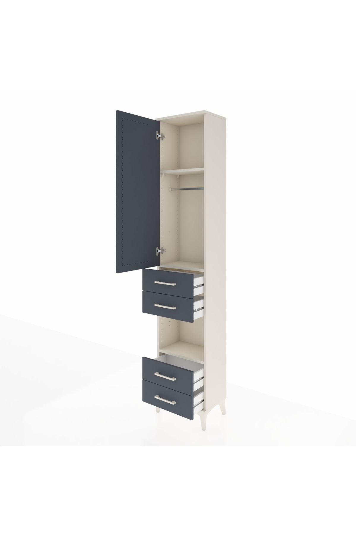 Arges Dolap 3 Raflı 4 Çekmeceli Tek Askılı 44x30x221 - S28M162V2A