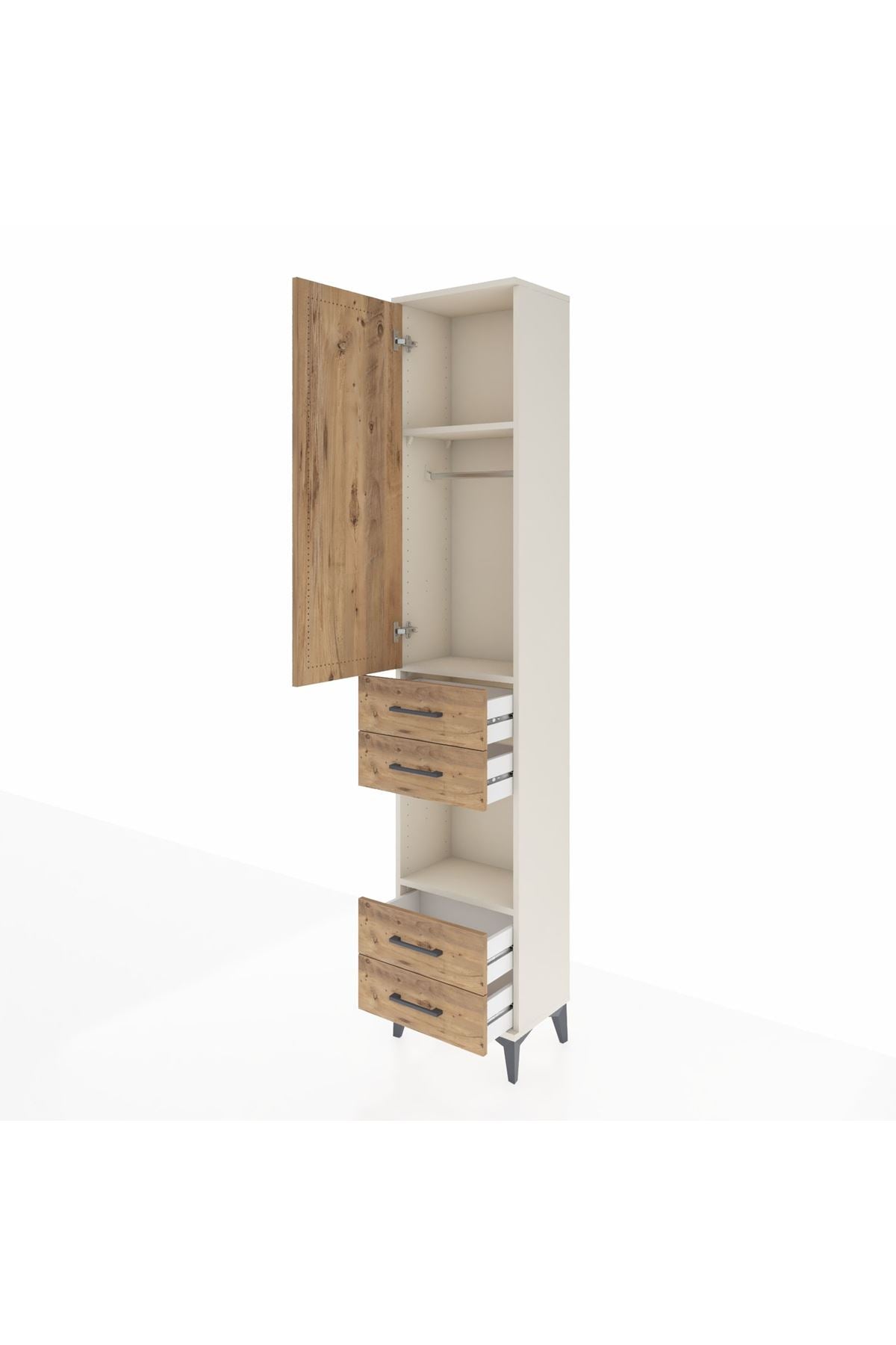 Arges Dolap 3 Raflı 4 Çekmeceli Tek Askılı 44x30x221 - S28M162V3A