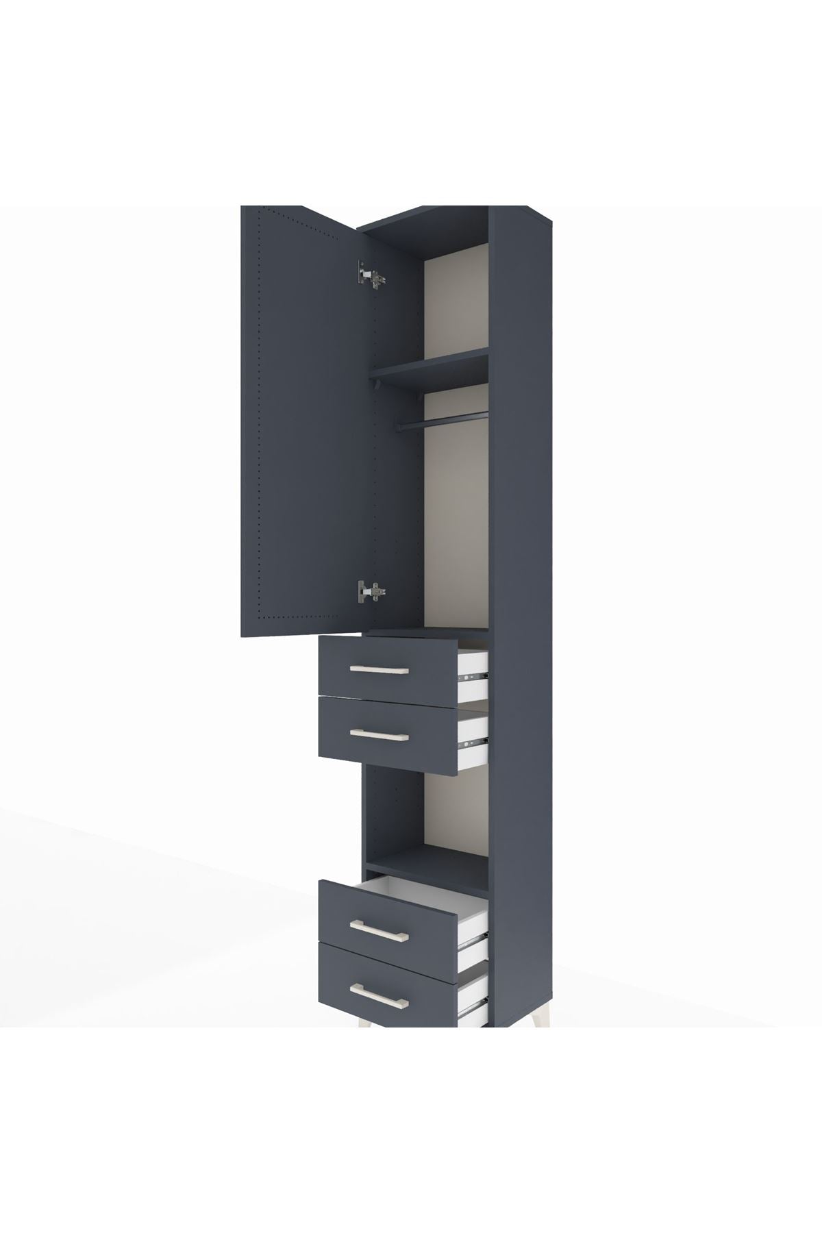 Arges Dolap 3 Raflı 4 Çekmeceli Tek Askılı 44x30x221 - S28M162V5A
