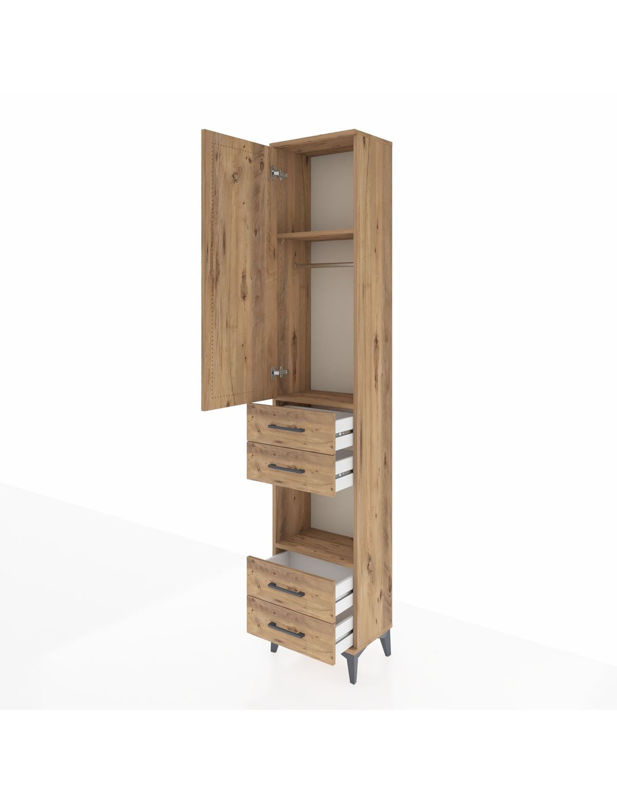 Arges Dolap 3 Raflı 4 Çekmeceli Tek Askılı 44x30x221 - S28M162V9A