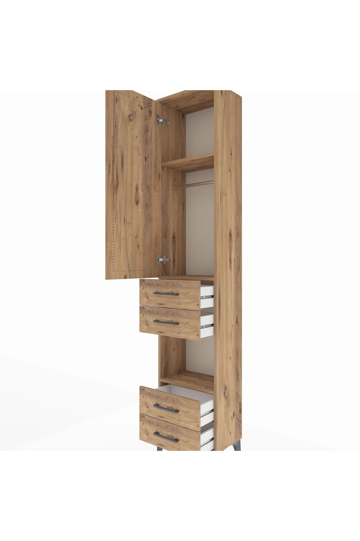 Arges Dolap 3 Raflı 4 Çekmeceli Tek Askılı 44x30x221 - S28M162V9A