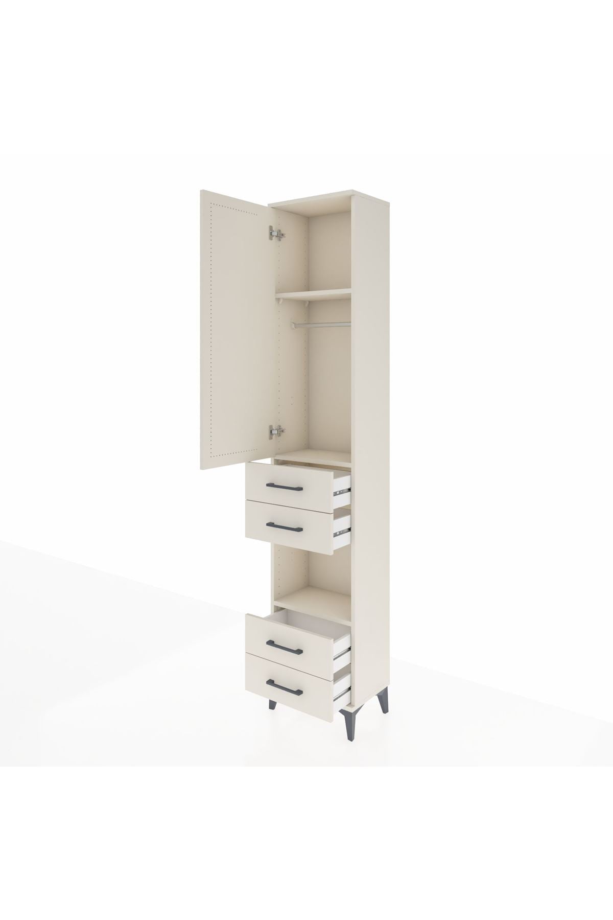 Arges Dolap 3 Raflı 4 Çekmeceli Tek Askılı 44x30x221 - S28M165V1A