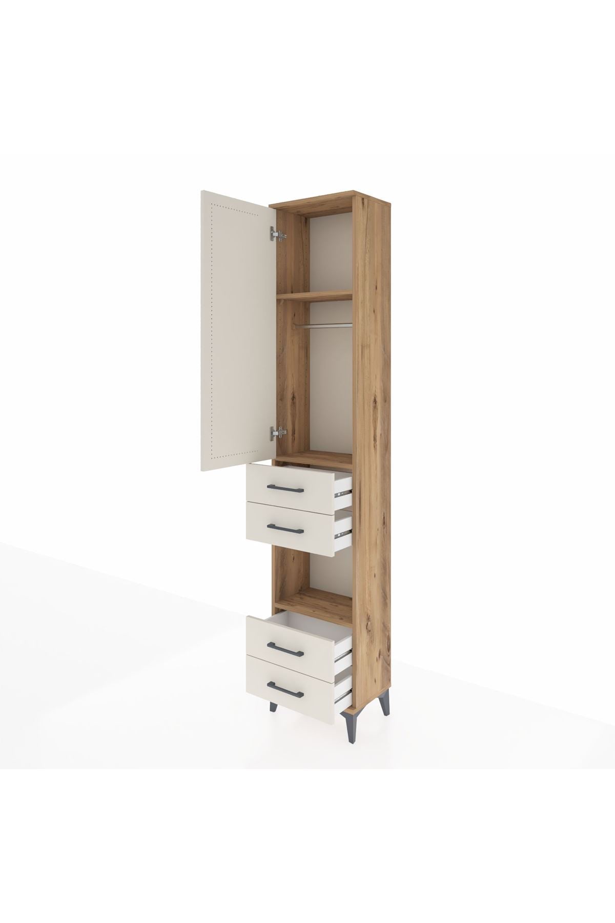 Arges Dolap 3 Raflı 4 Çekmeceli Tek Askılı 44x30x221 - S28M165V7A