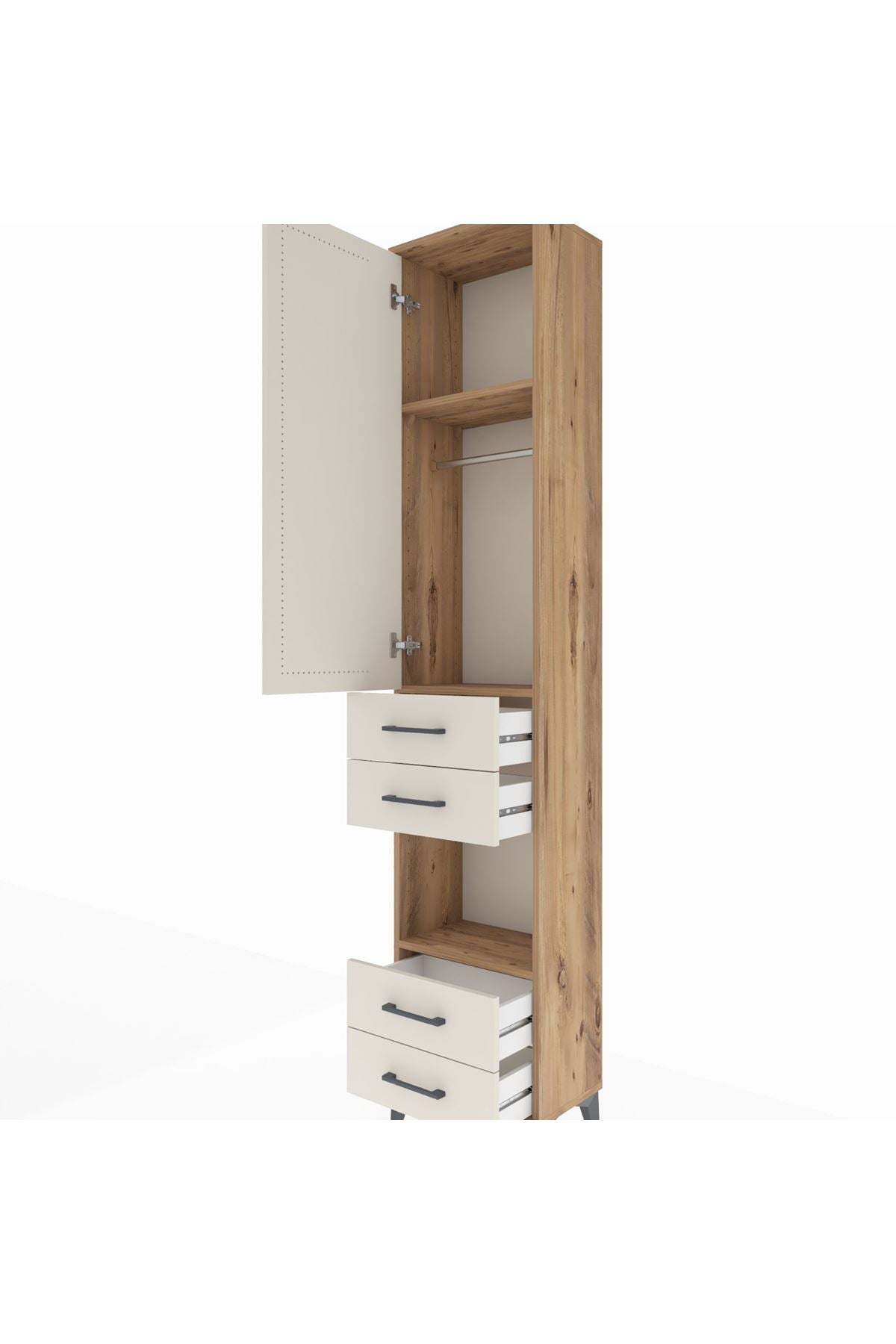 Arges Dolap 3 Raflı 4 Çekmeceli Tek Askılı 44x30x221 - S28M165V7A