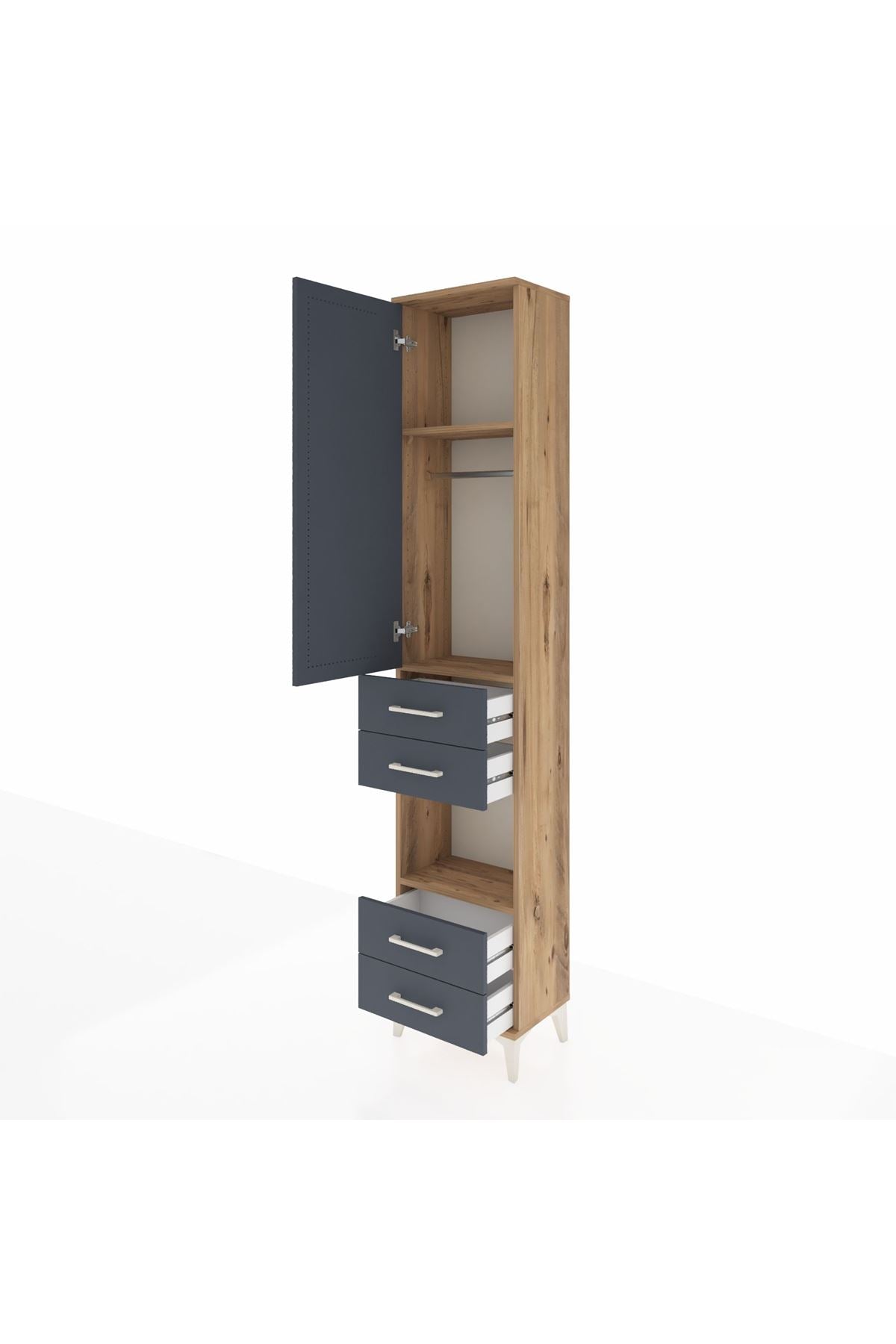 Arges Dolap 3 Raflı 4 Çekmeceli Tek Askılı 44x30x221 - S28M165V8A
