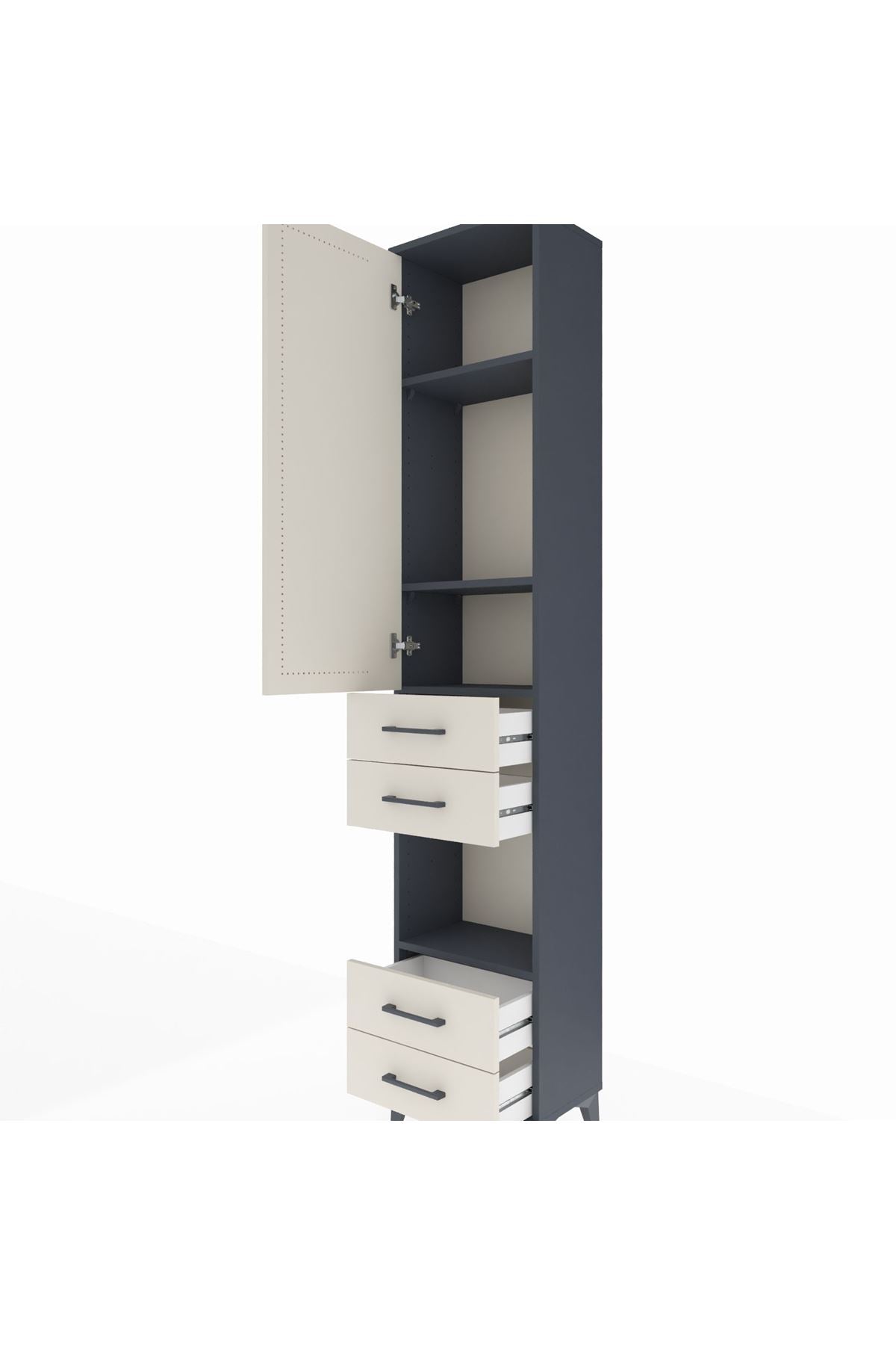 Arges Dolap 4 Raflı 4 Çekmeceli Tek Kapaklı 44x30x221 - S28M166V4A