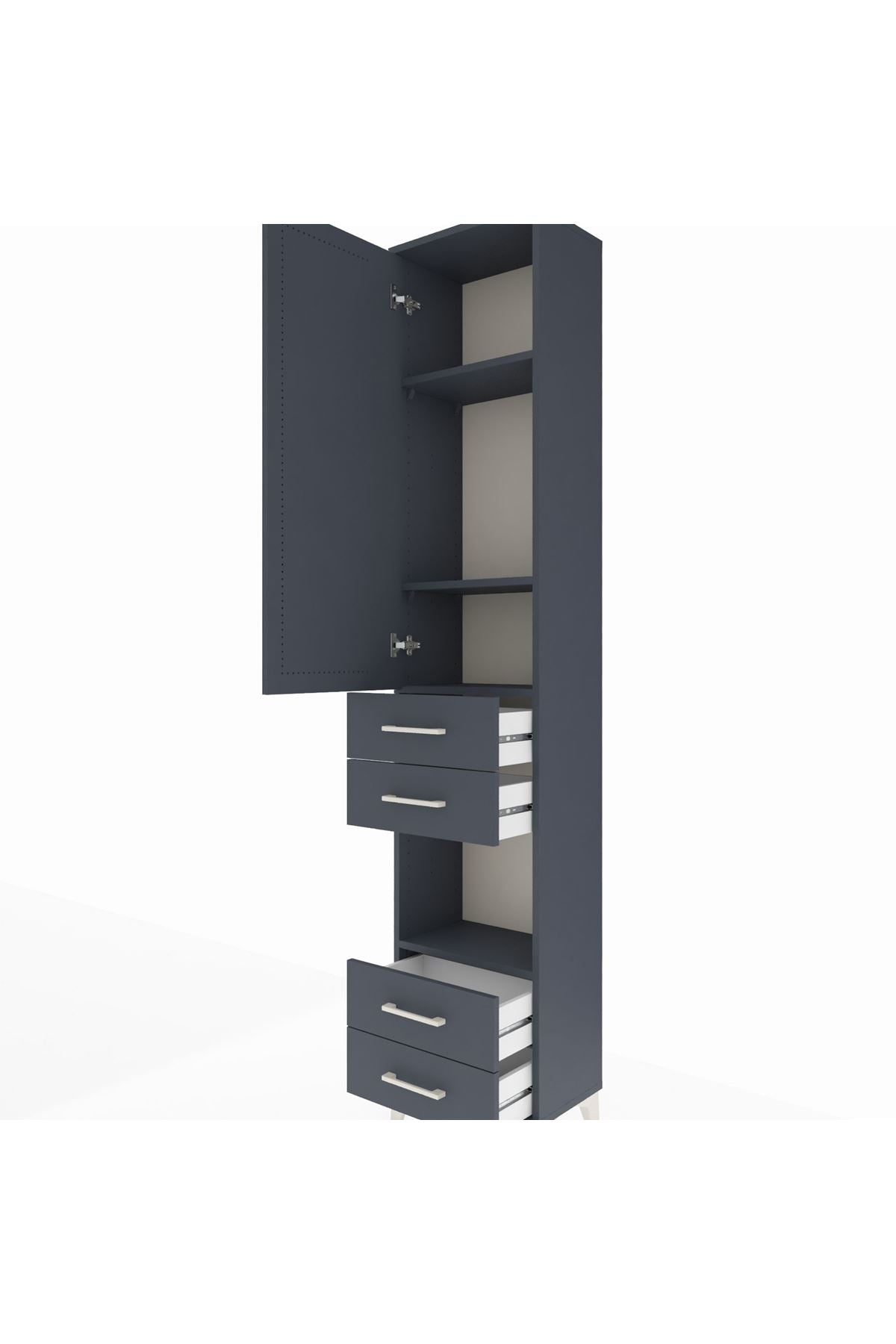 Arges Dolap 4 Raflı 4 Çekmeceli Tek Kapaklı 44x30x221 - S28M166V5A