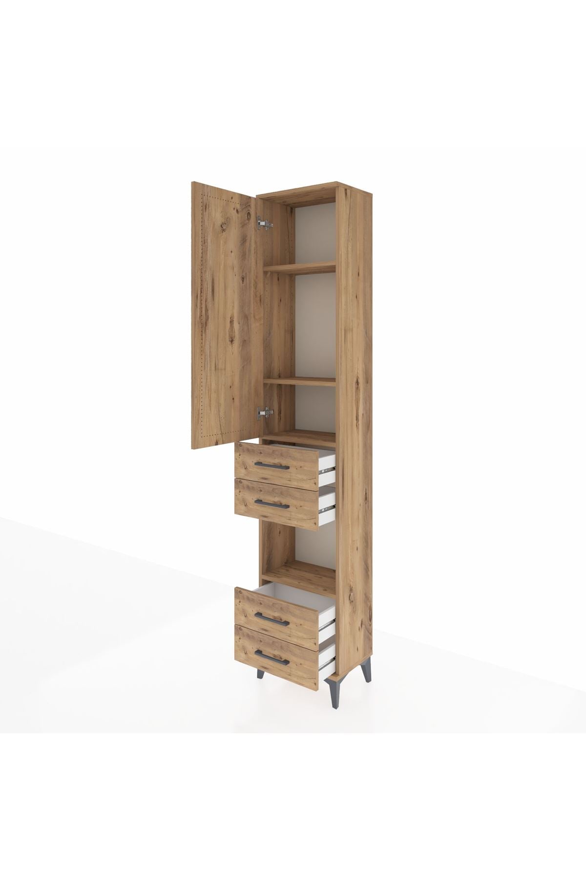 Arges Dolap 4 Raflı 4 Çekmeceli Tek Kapaklı 44x30x221 - S28M166V9A