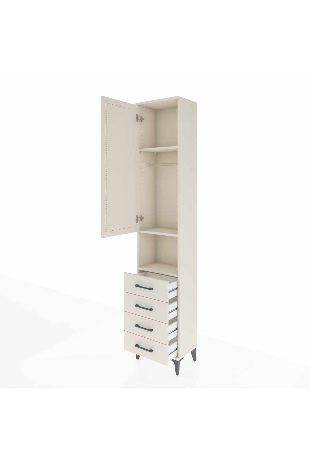 Arges Dolap 3 Raflı 4 Çekmeceli Tek Askılı 44x30x221 - S28M168V1A